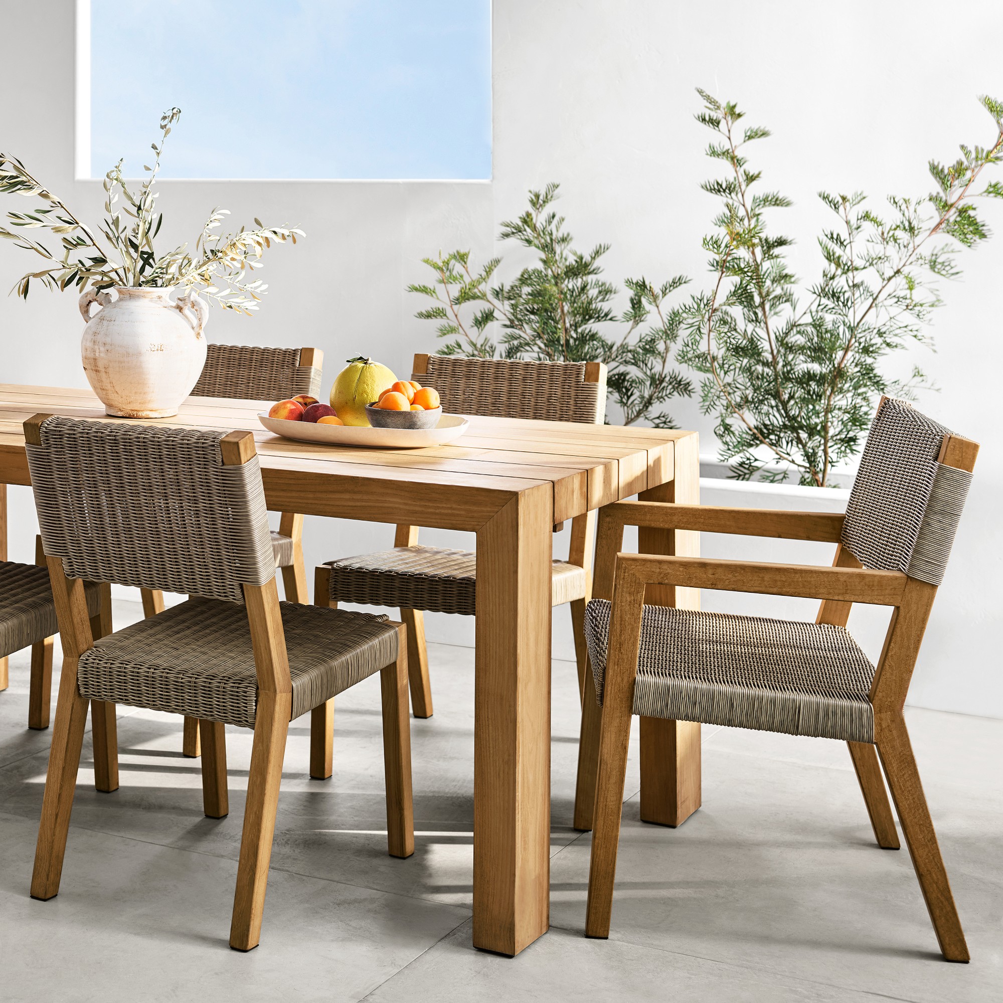 Larnaca Outdoor Natural Teak x All-Weather Weave Dining Side Chair