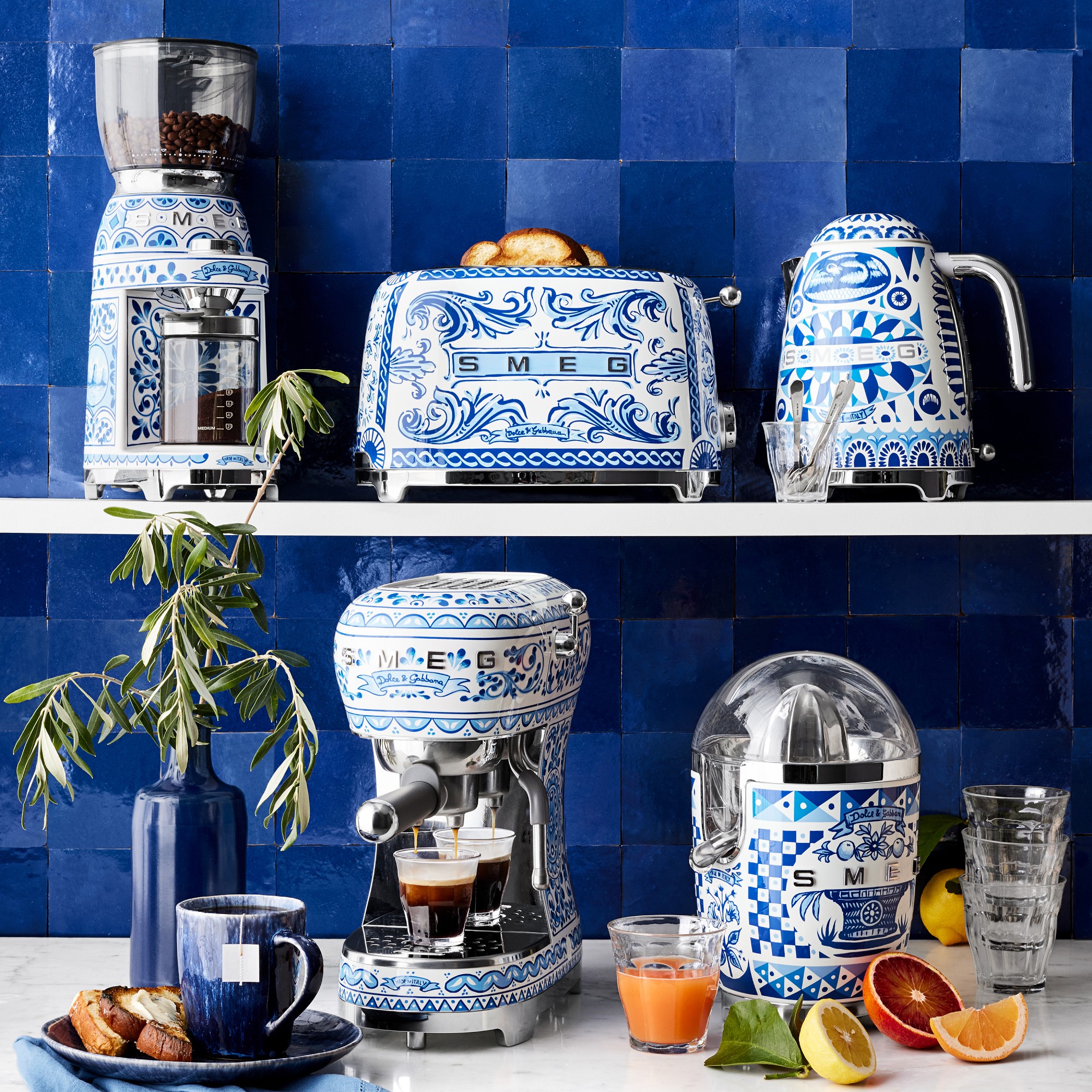 SMEG Dolce & Gabbana 2-Slice Toaster, Blu Mediterraneo