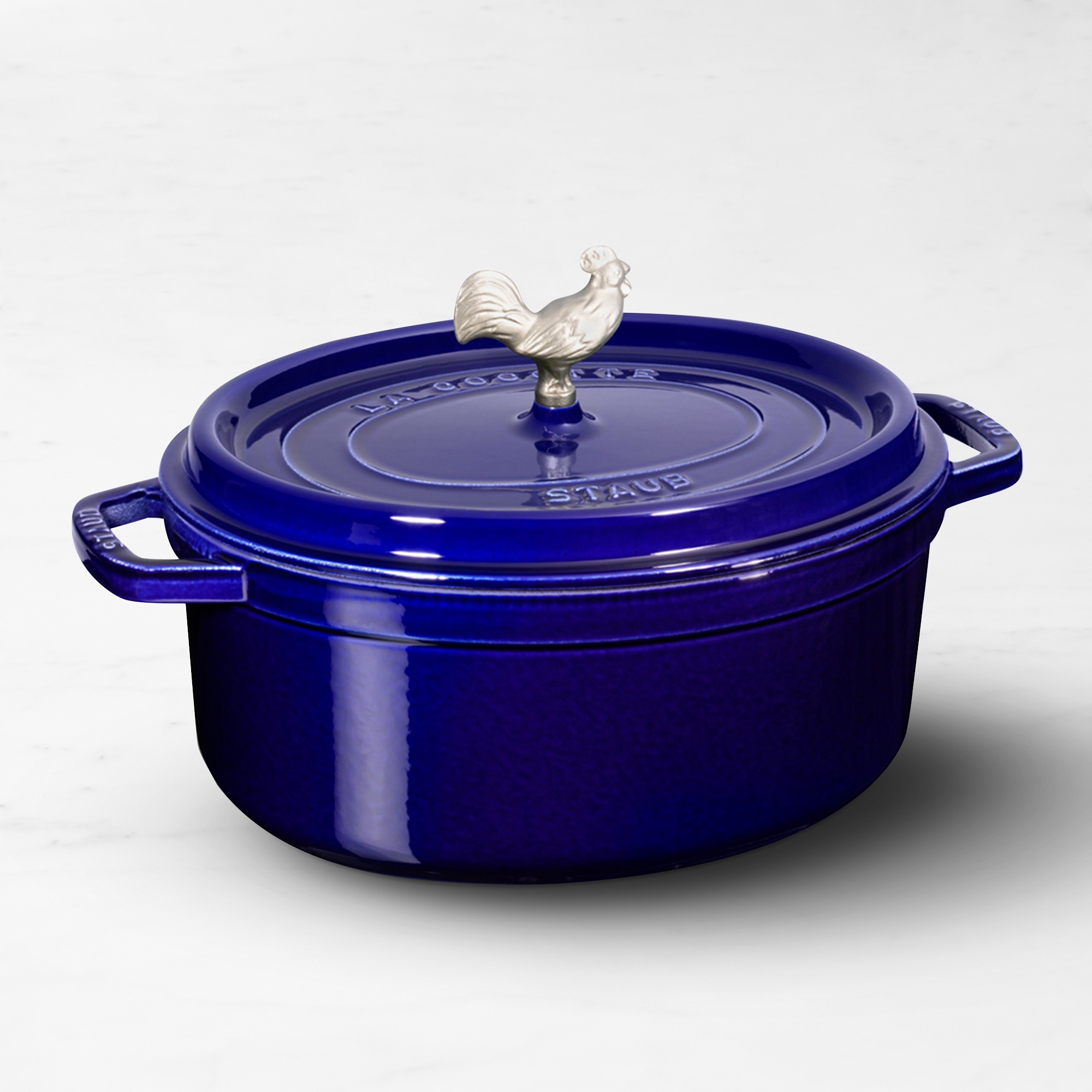 Staub Enameled Cast Iron Oval Dutch Oven, 5 3/4-Qt. with Animal Knob