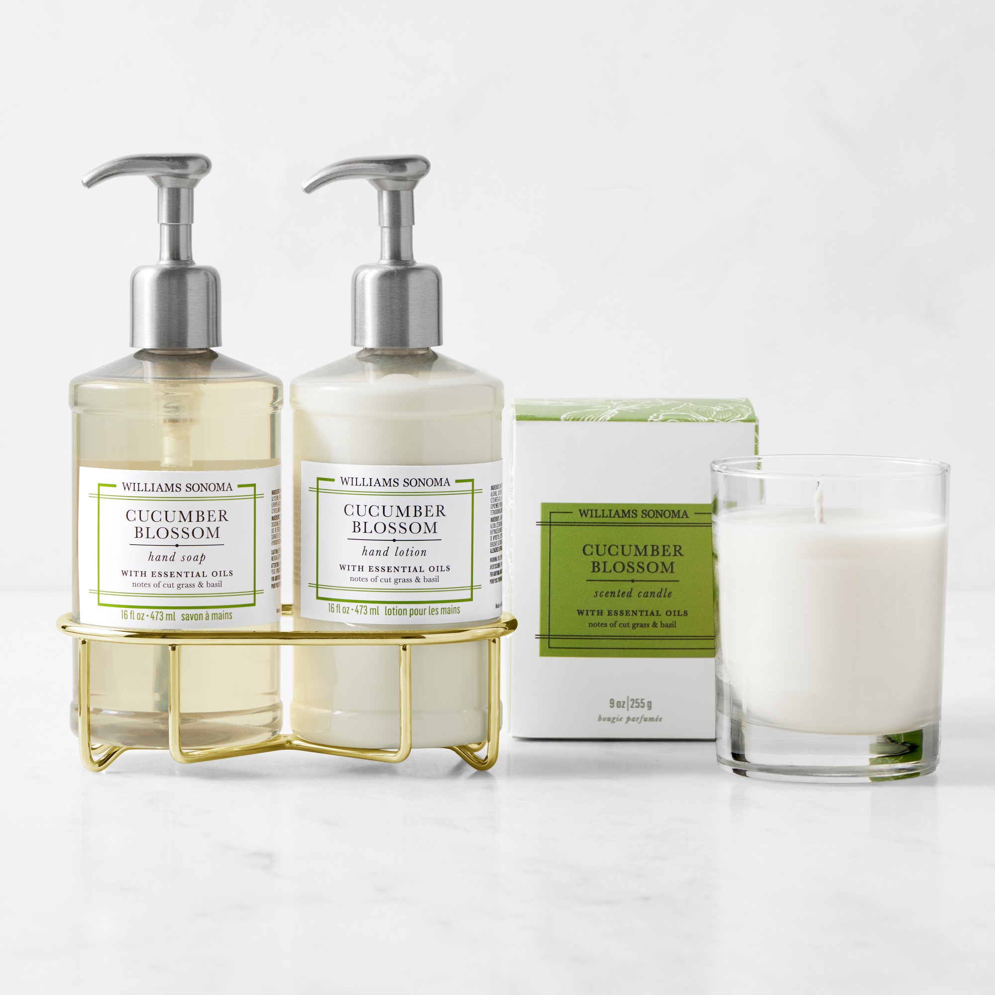 Williams Sonoma Cucumber Blossom Hand Soap, Lotion & Candle 4-Piece Set