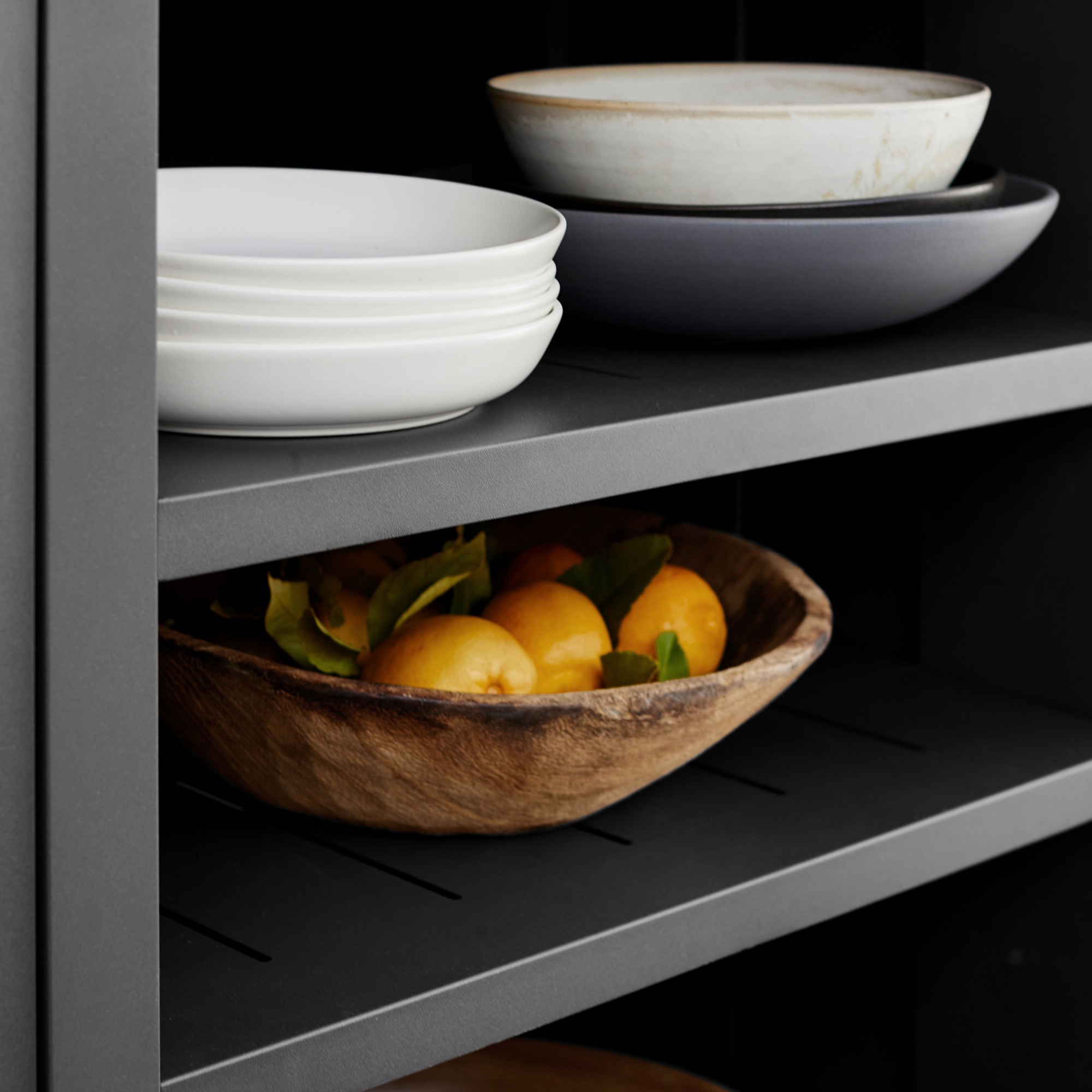 Larnaca Slate Grey Metal Kitchen Convertible Refrigerator Cabinet