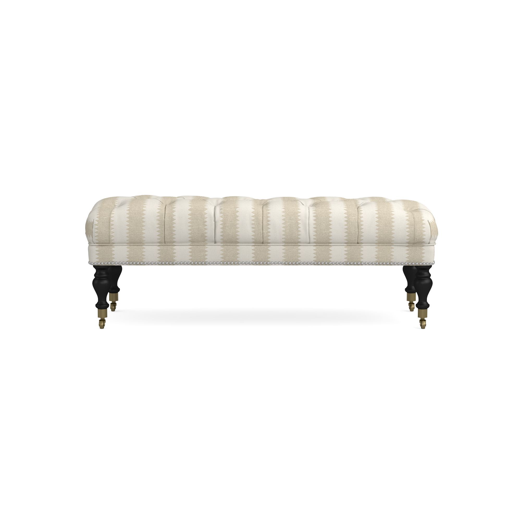 Sanderson x Giles Deacon Fairfax Bench Ottoman, Turned Leg with Tufted Top (26