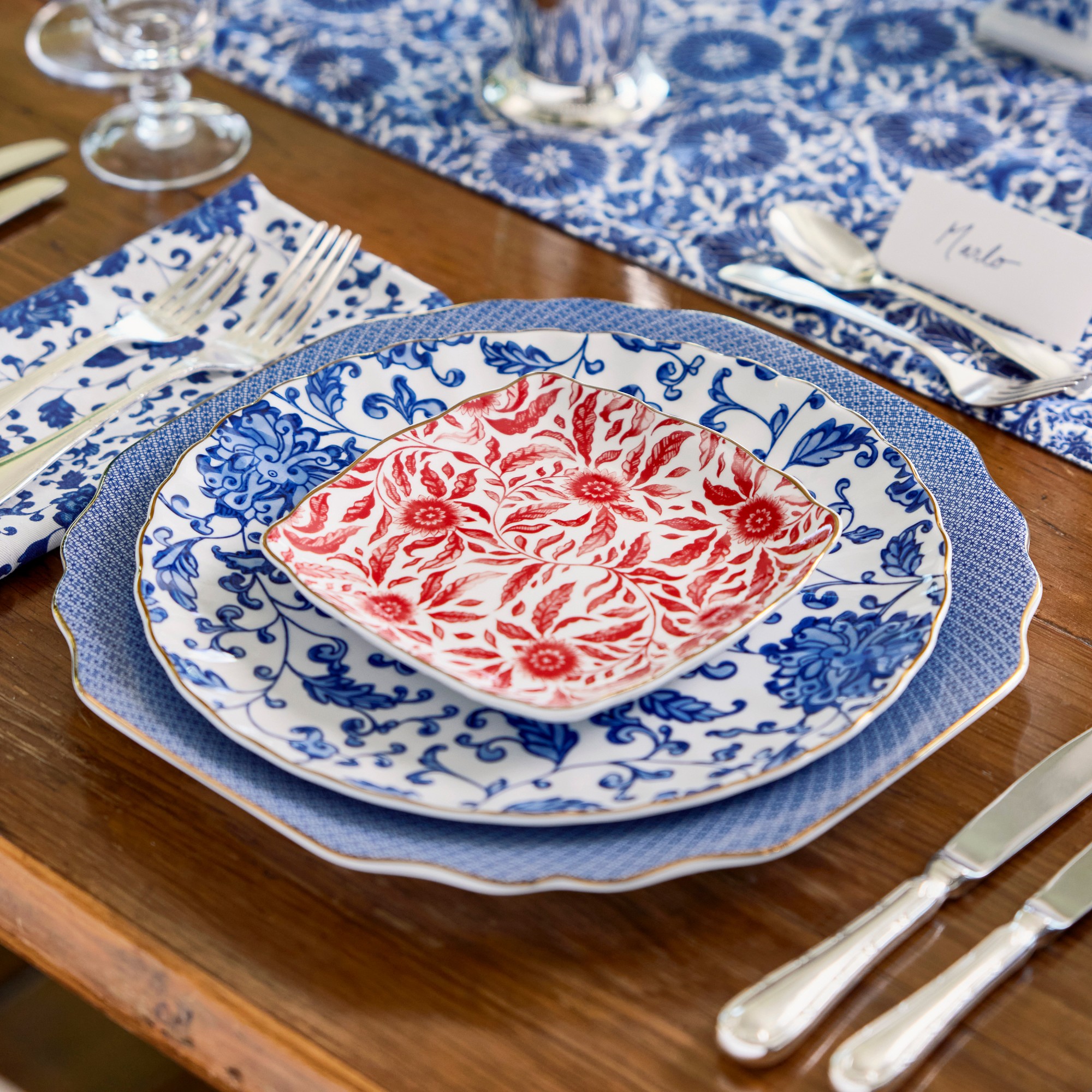 Marlo Thomas x Williams Sonoma Blue Table Runner