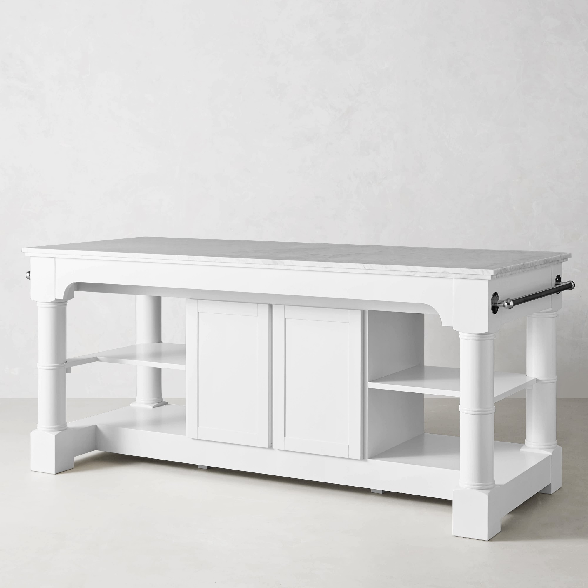 Barrelson Kitchen Island with Marble Top, Polished Nickel (84