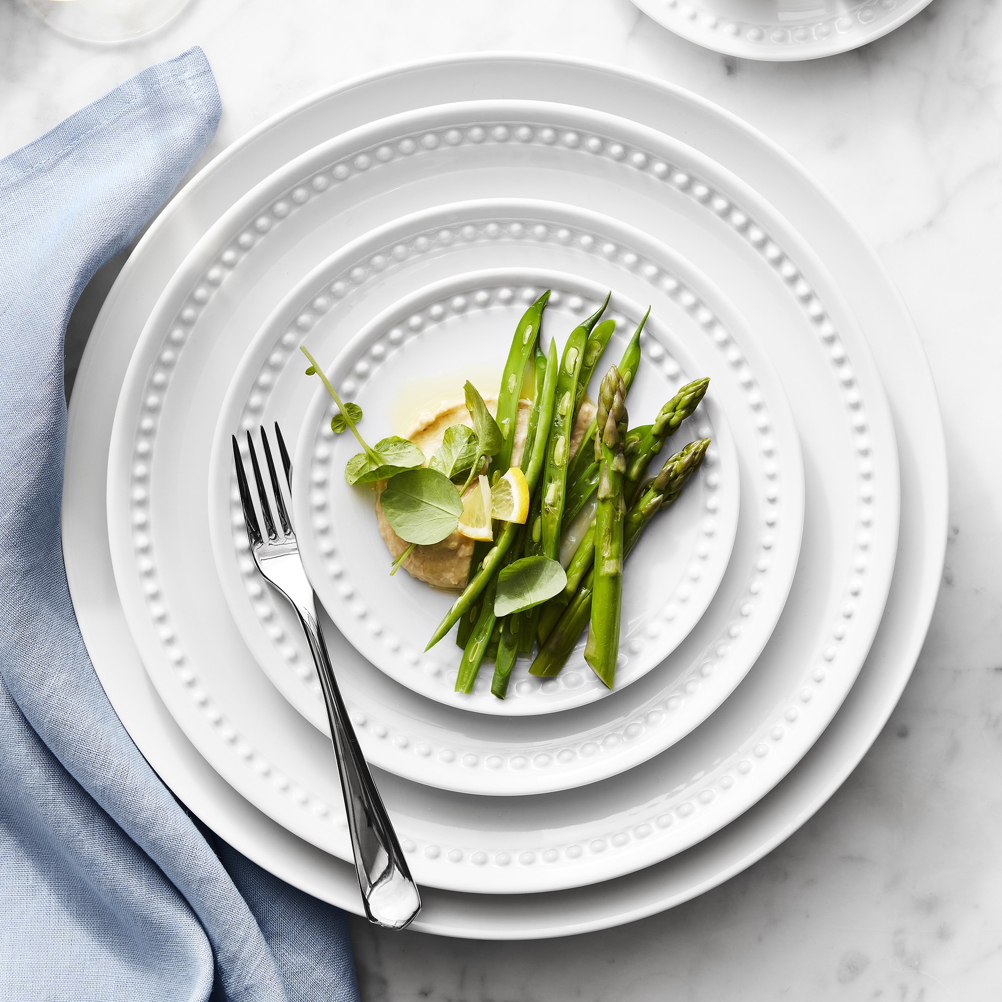 Pillivuyt Beaded Coupe 16-Piece Dinnerware Set with Pasta Bowl