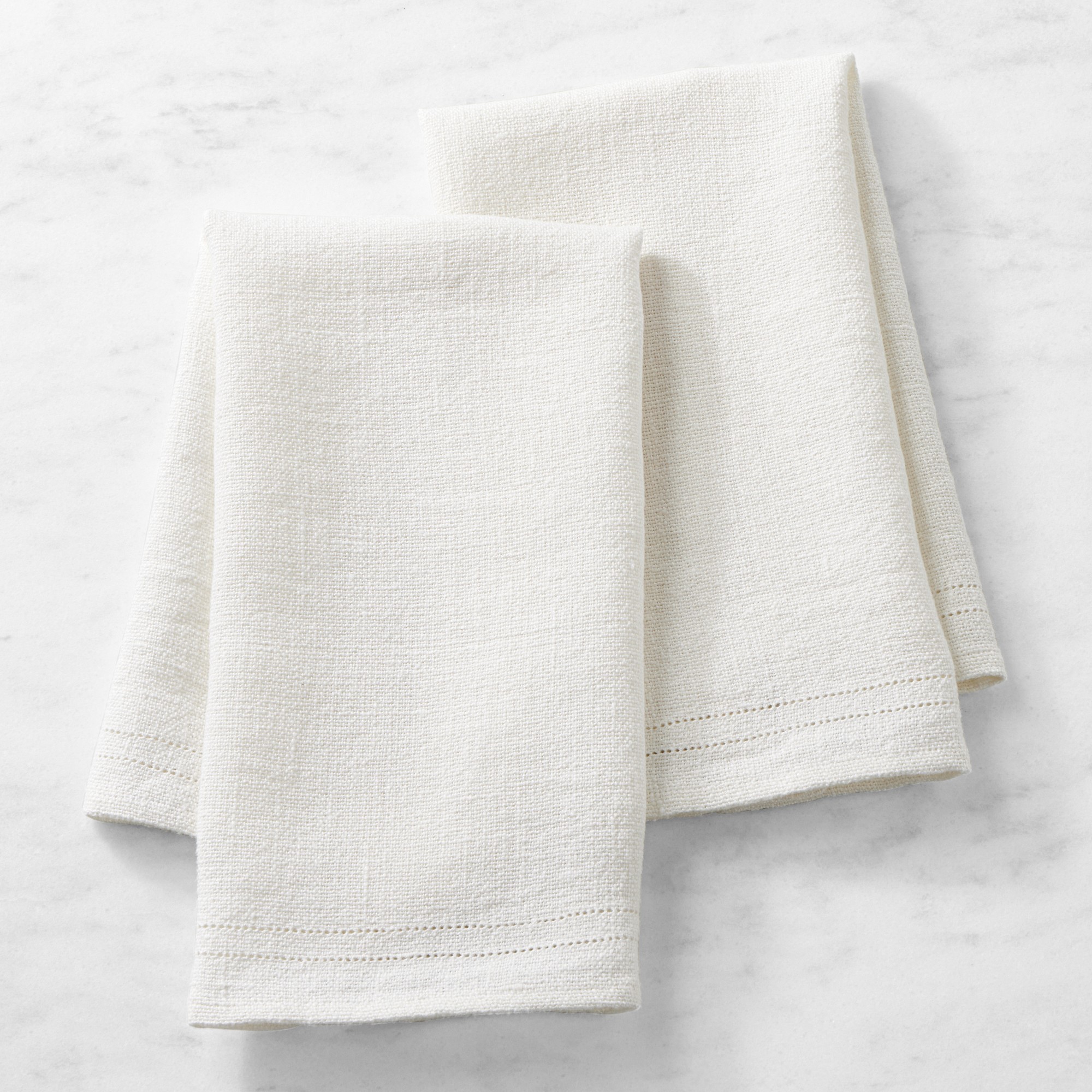 Linen Double Hemstitch Towels, Set of 2