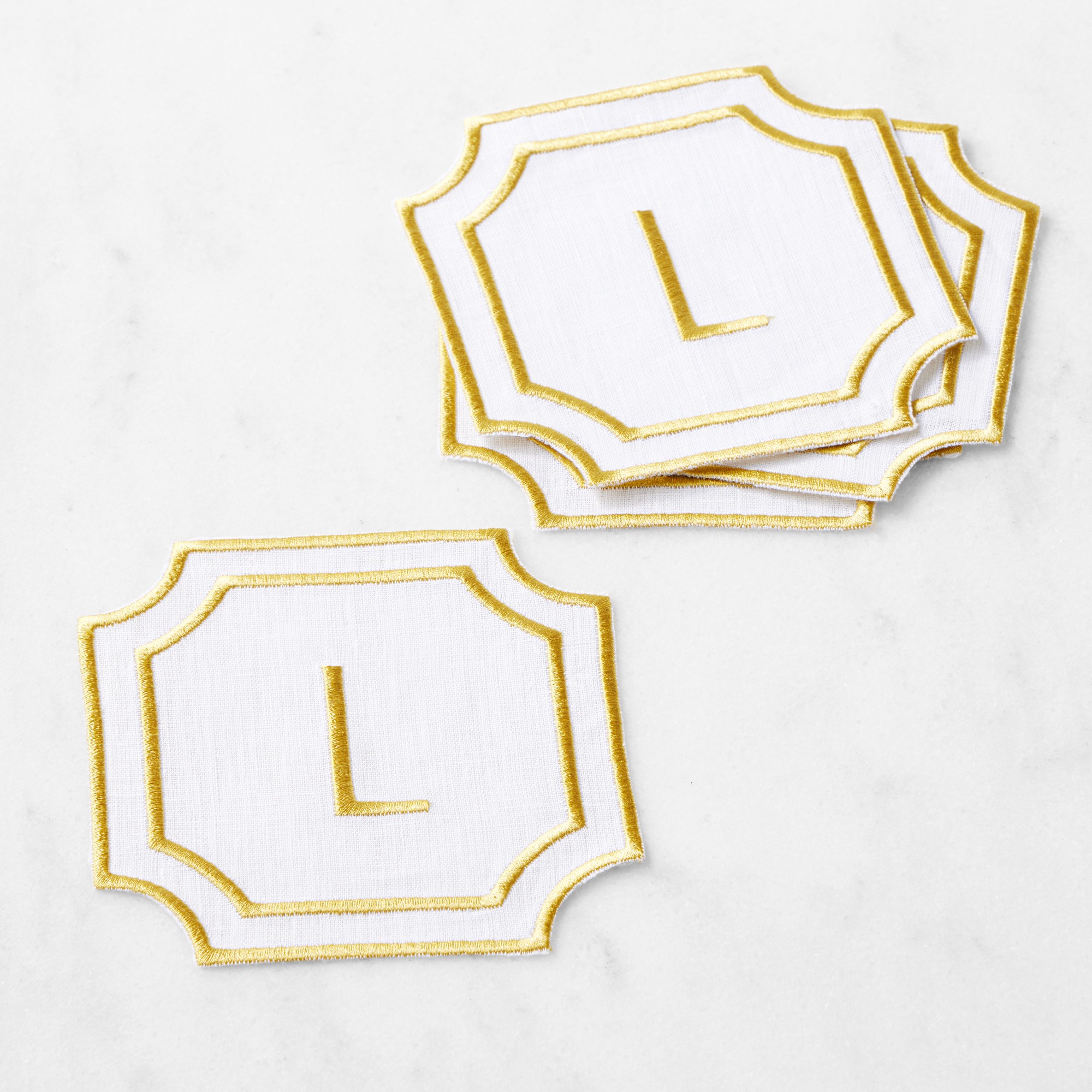 Cartouche Monogram Coasters, Set of 4