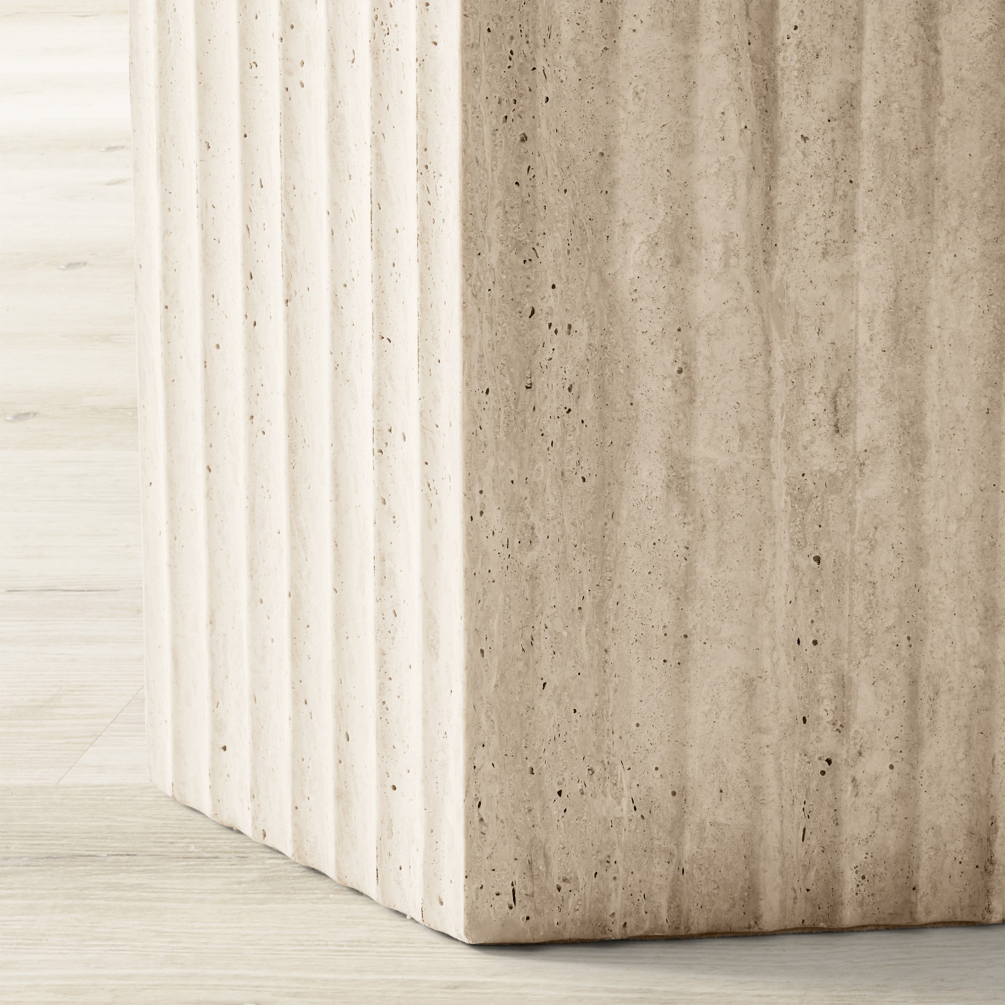 Marina Travertine Fluted Side Table (16