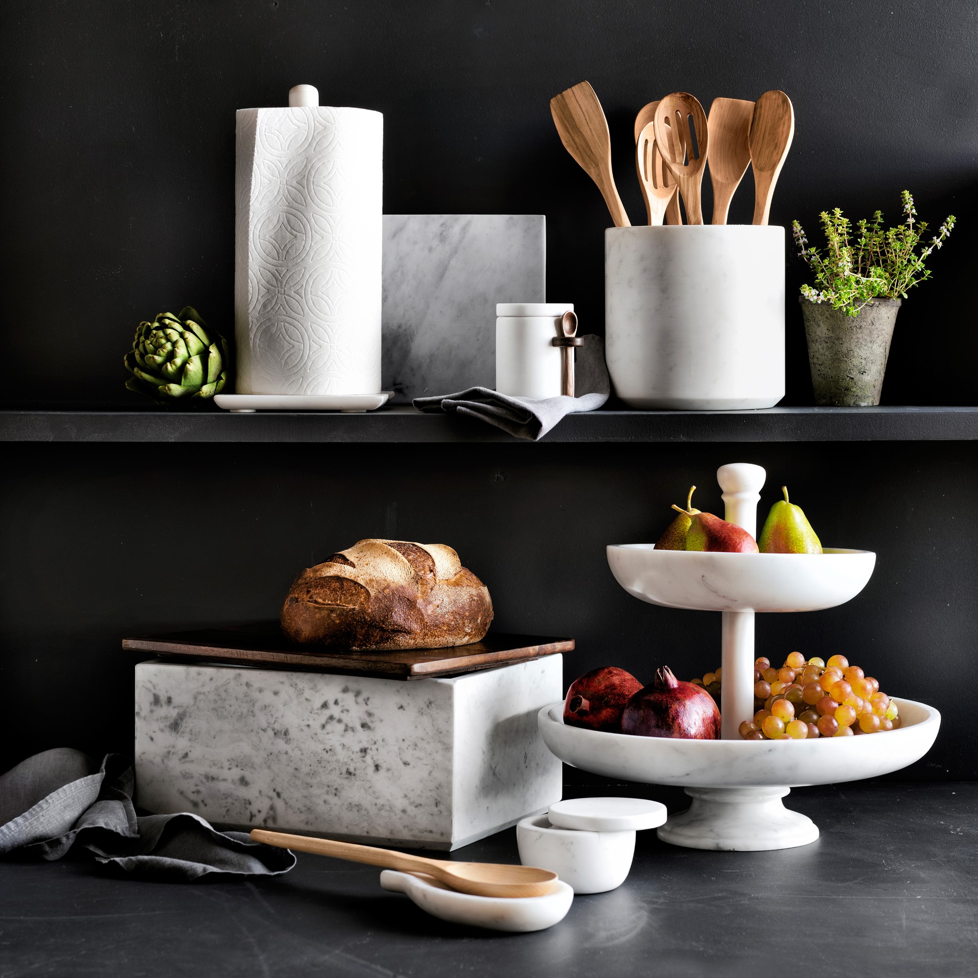 Williams Sonoma Marble Partitioned Utensil Holder