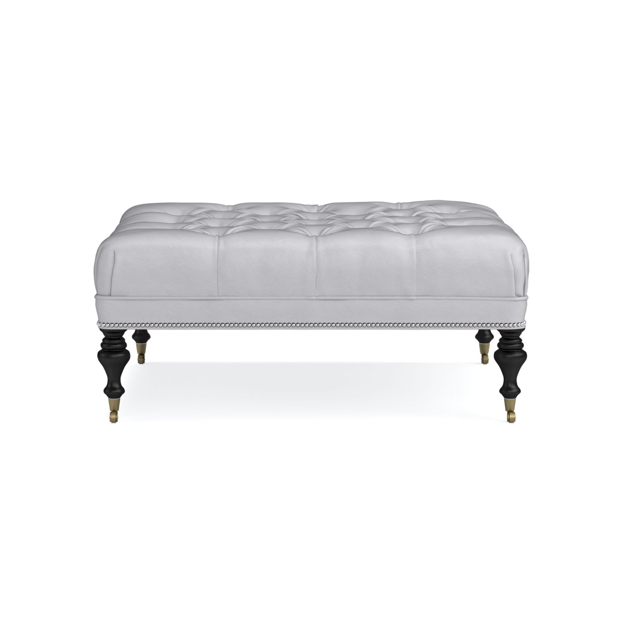 Fairfax Square Ottoman, Turned Leg with Tufted Top (26