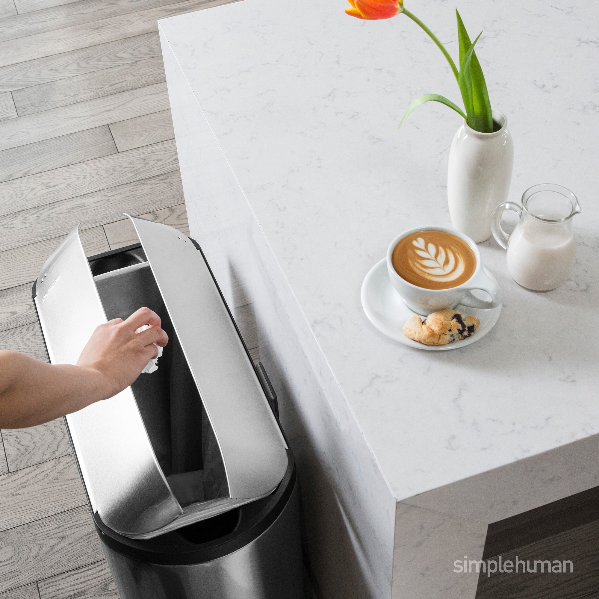 simplehuman™ 11.9-Gallon Butterfly Lid Kitchen Step Trash Can