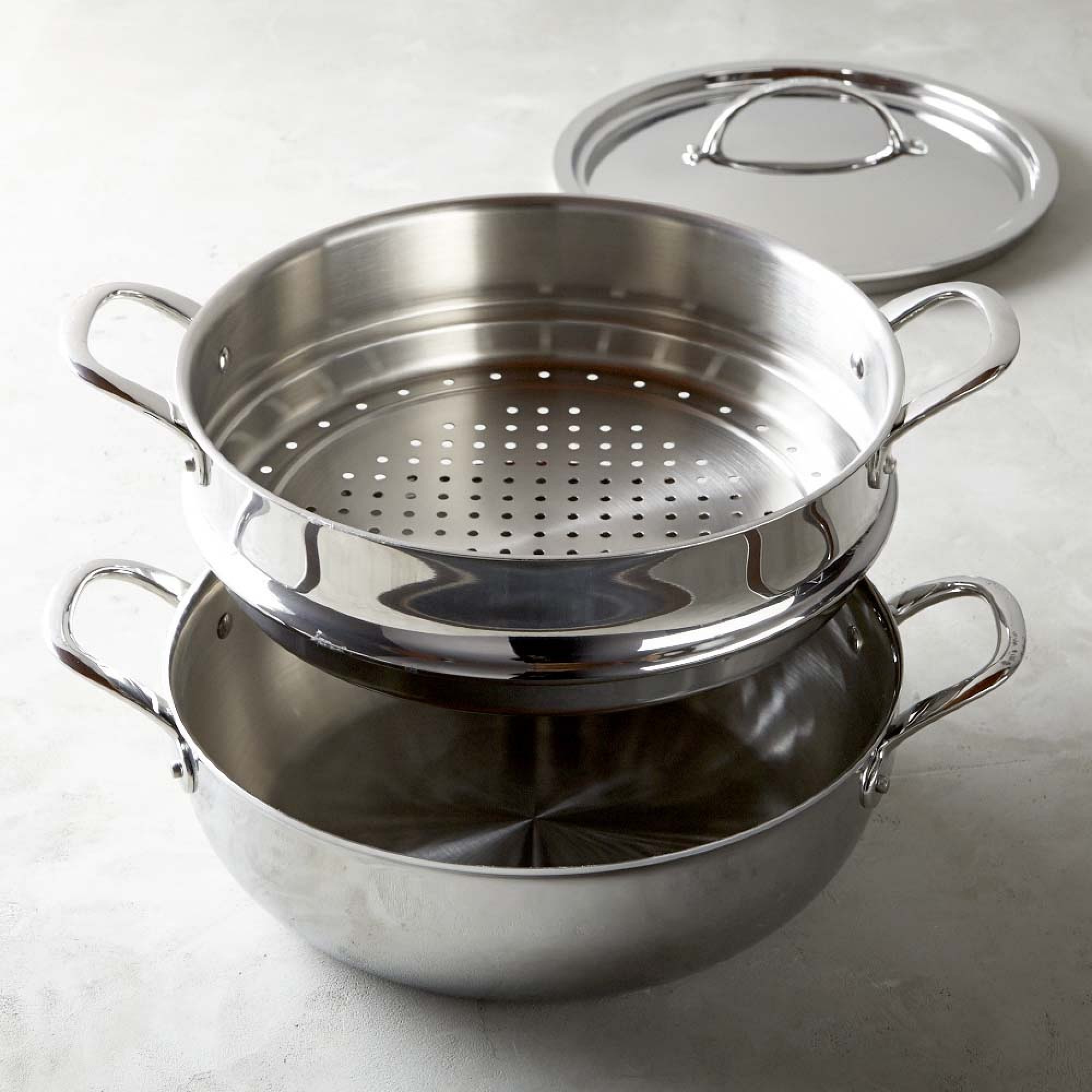 Williams Sonoma Signature Thermo-Clad™ Stainless Steel Braiser with Steamer Insert
