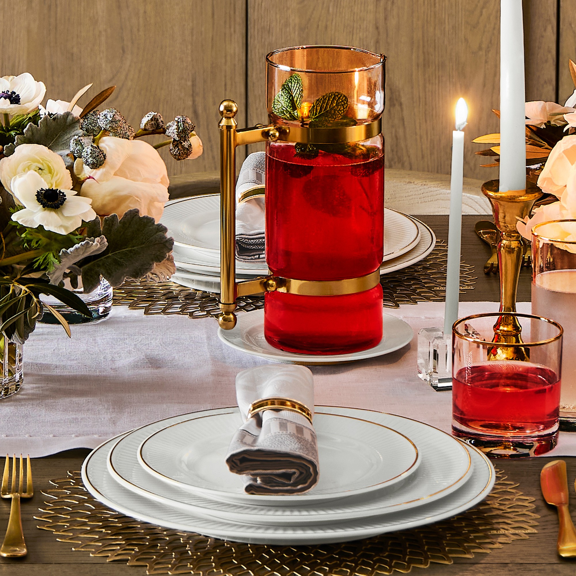 Gold Rim Double Old-Fashioned Glasses, Set of 4