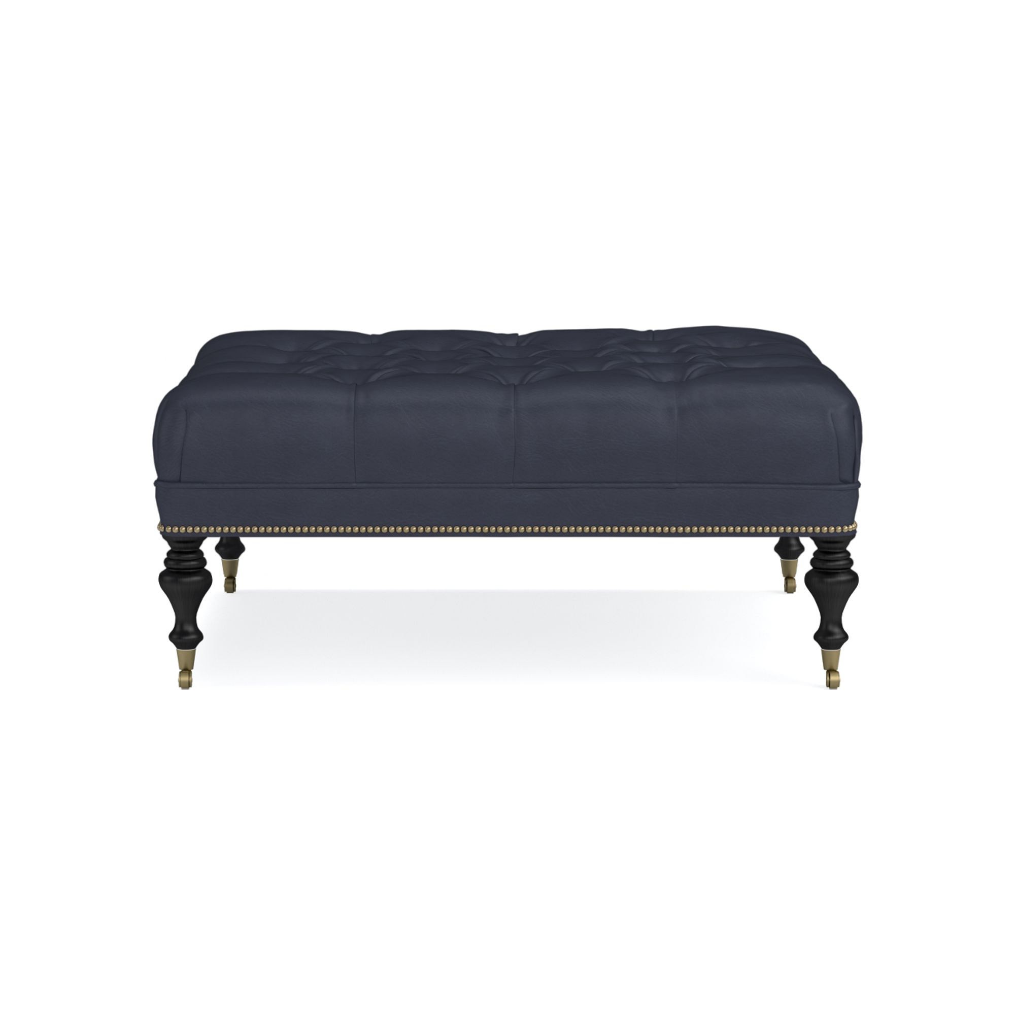Fairfax Square Ottoman, Turned Leg with Tufted Top (26