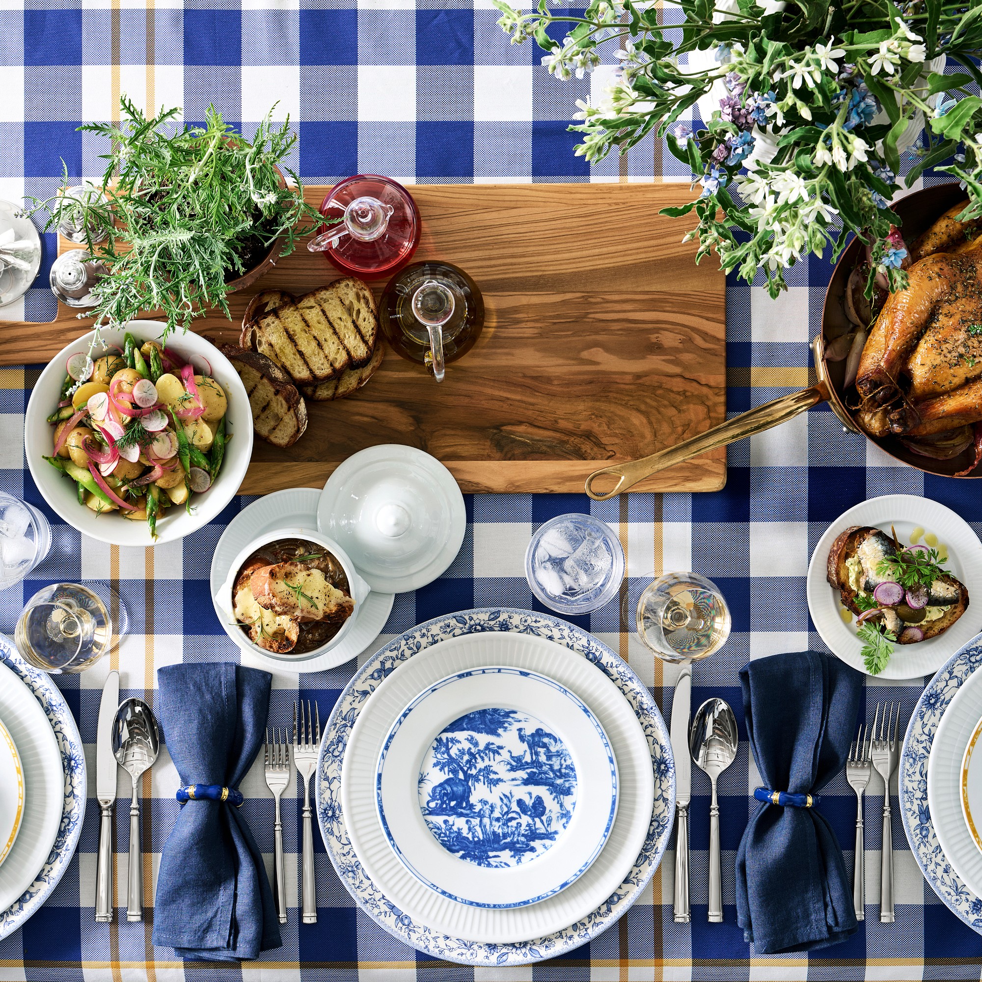 Gingham Floral Tablecloth