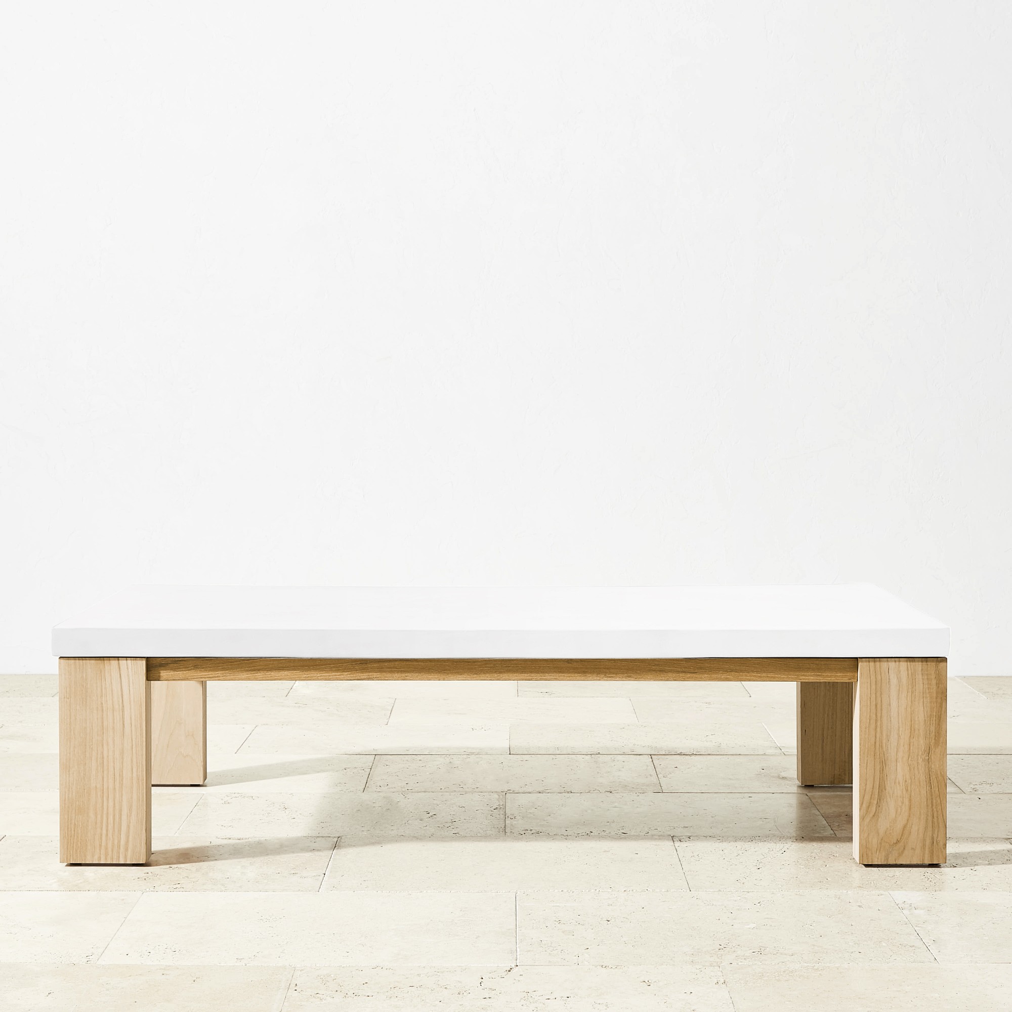 Larnaca Outdoor Teak Fiberstone Coffee Table (60