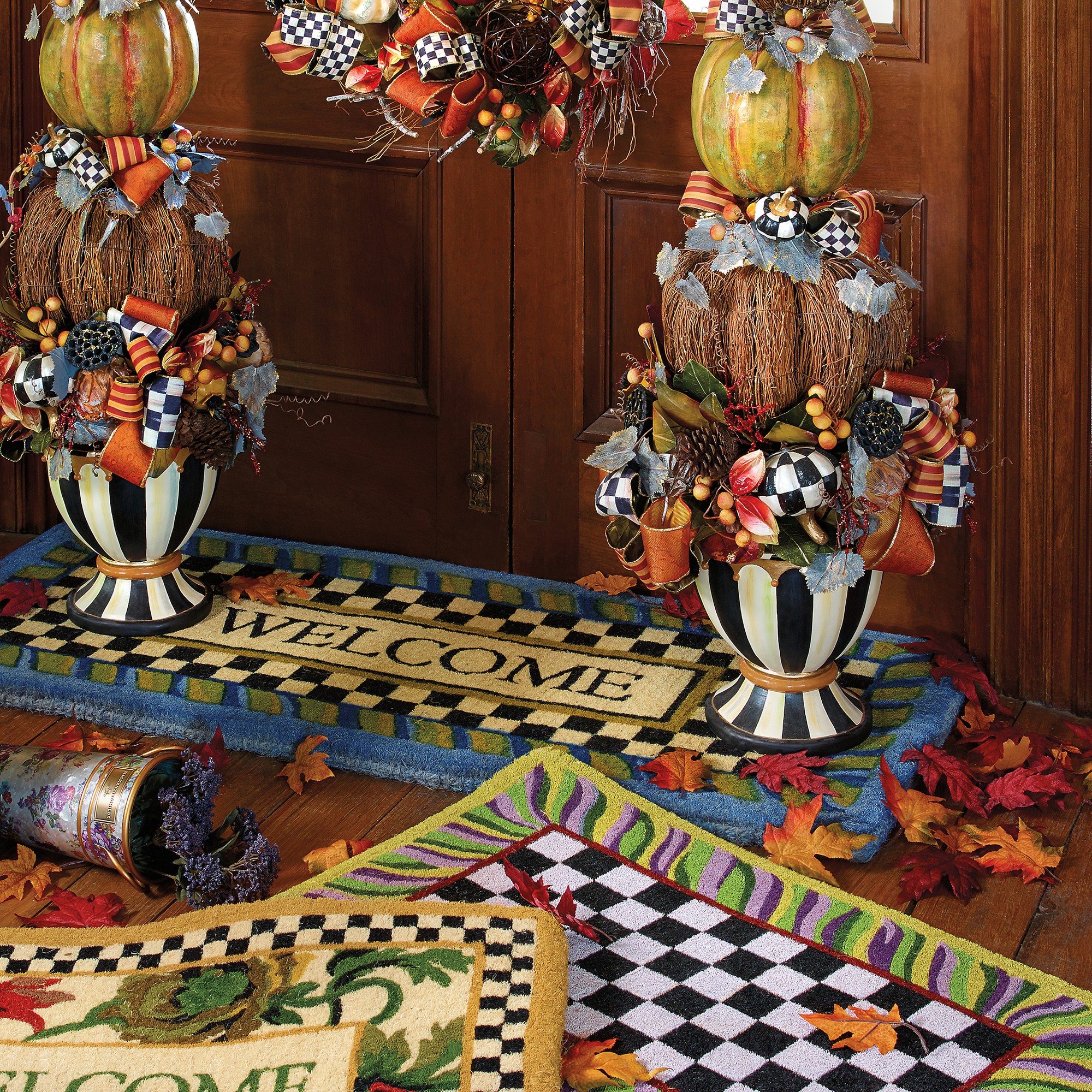 MacKenzie-Childs Welcome Periwinkle Double Doormat