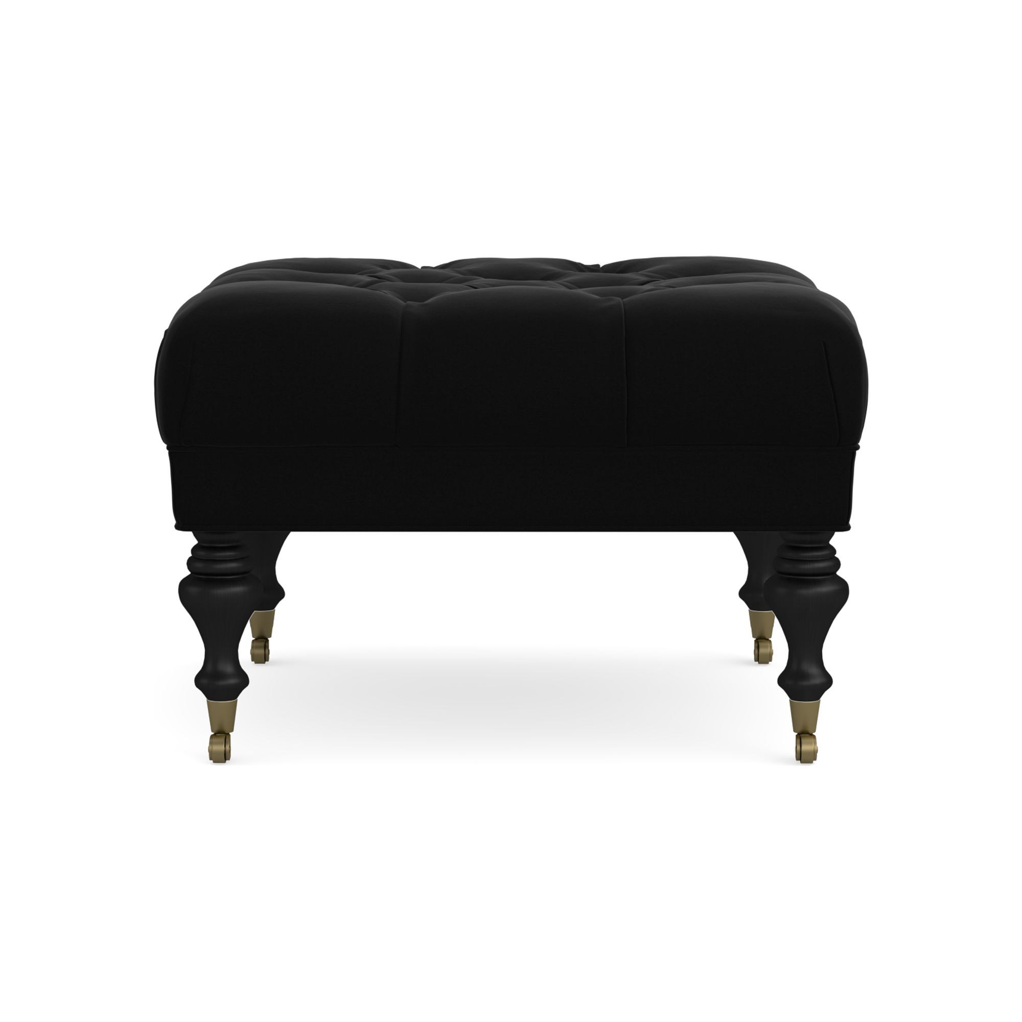 Fairfax Square Ottoman, Turned Leg with Tufted Top (26