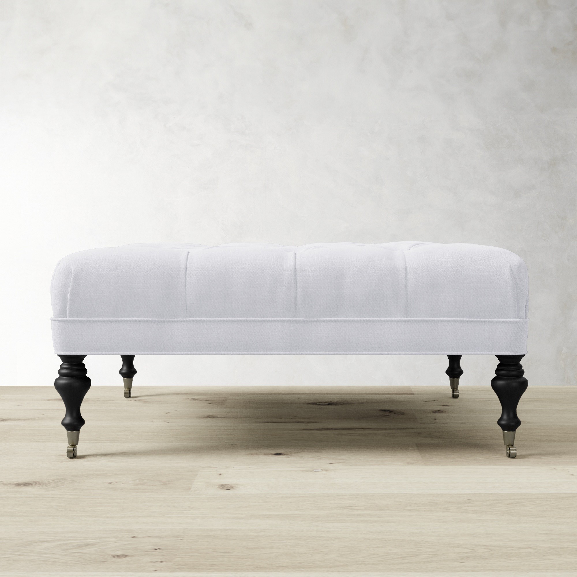 Fairfax Square Ottoman, Turned Leg with Tufted Top (26