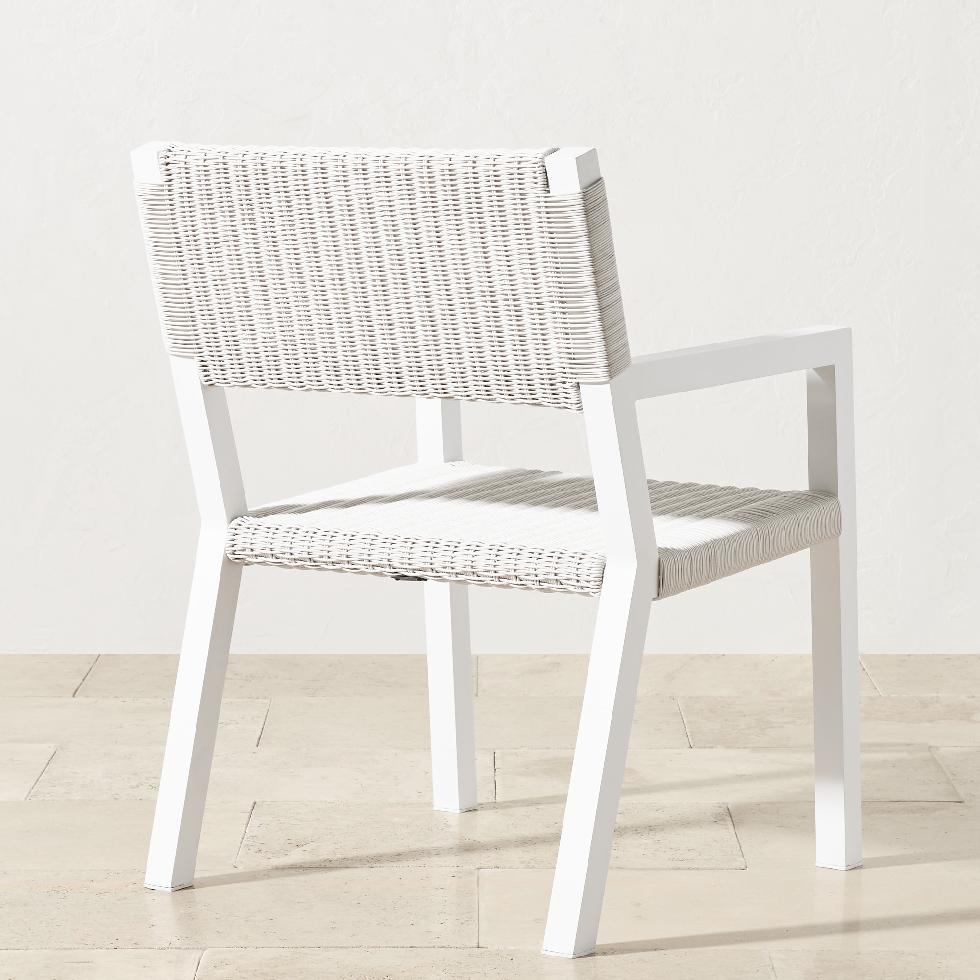 Larnaca Outdoor White Metal x All-Weather Weave Dining Armchair