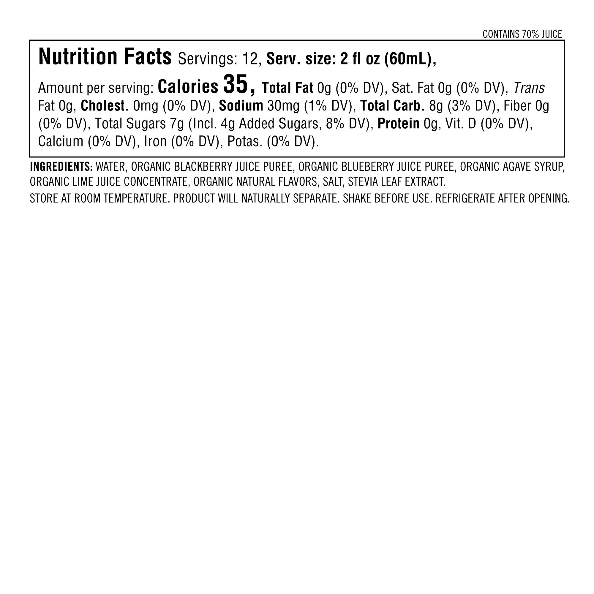 Williams Sonoma Skinny Organic Margarita Mix, Blackberry Blueberry