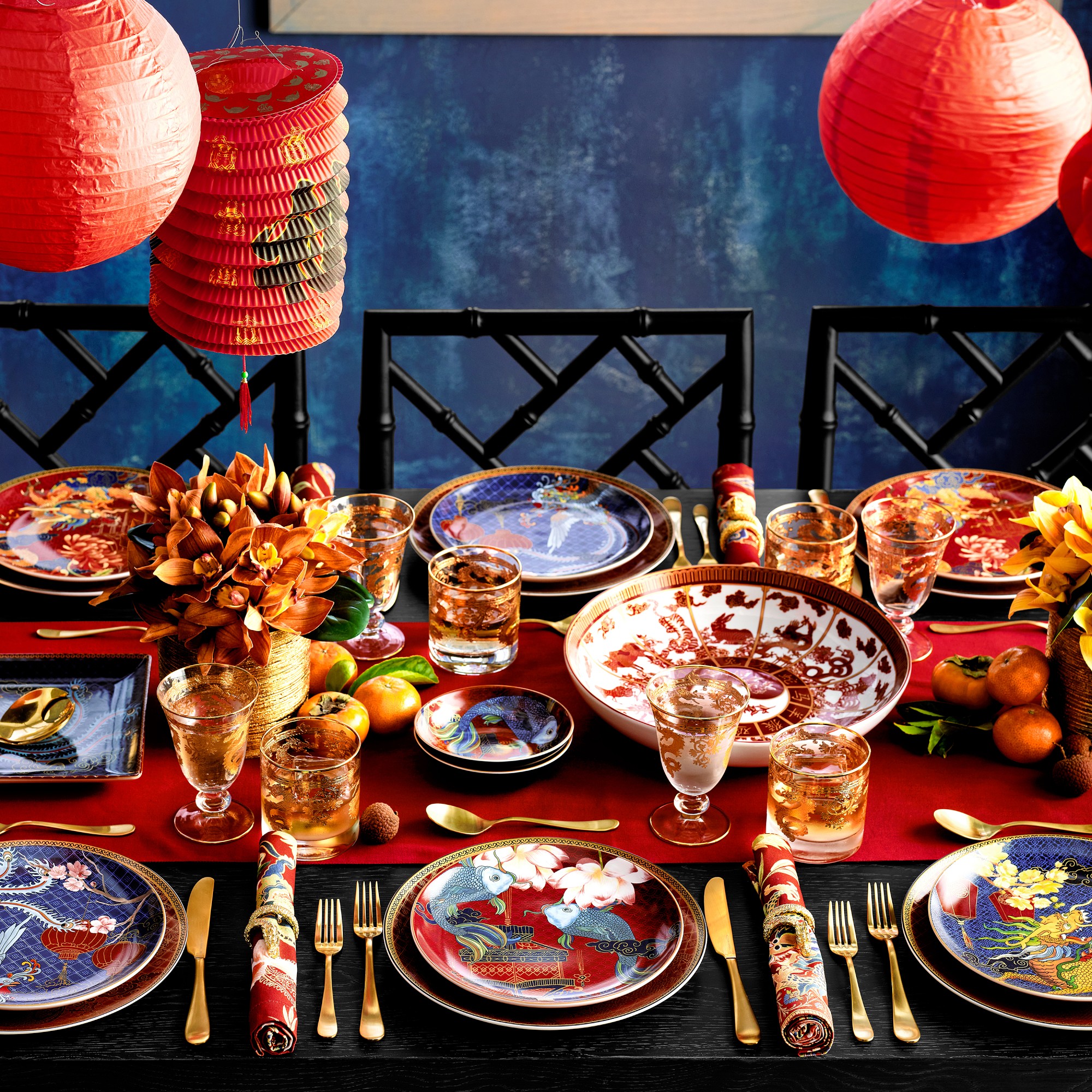 Lunar Dragon Embroidered Napkins, Set of 4