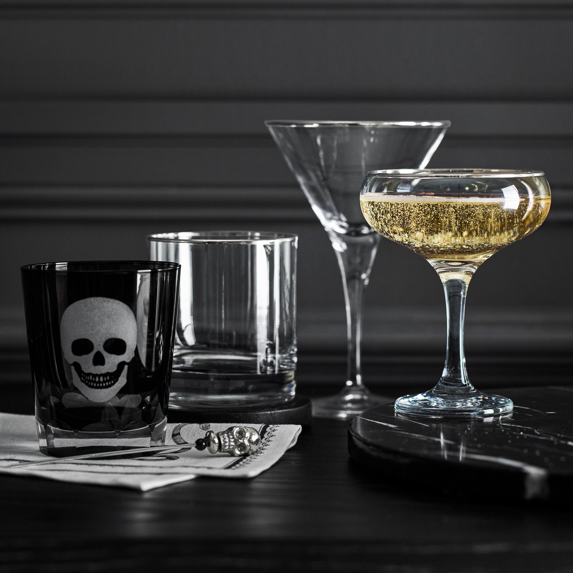 Silver Rim Martini Glasses