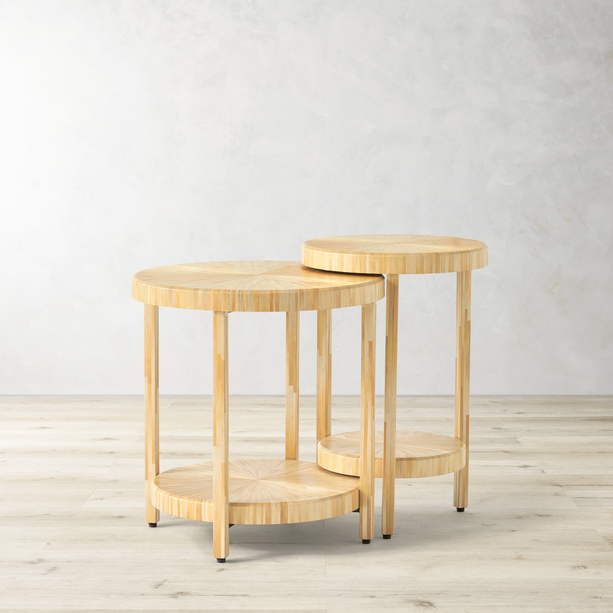 Straw Marquetry Nesting Tables (16