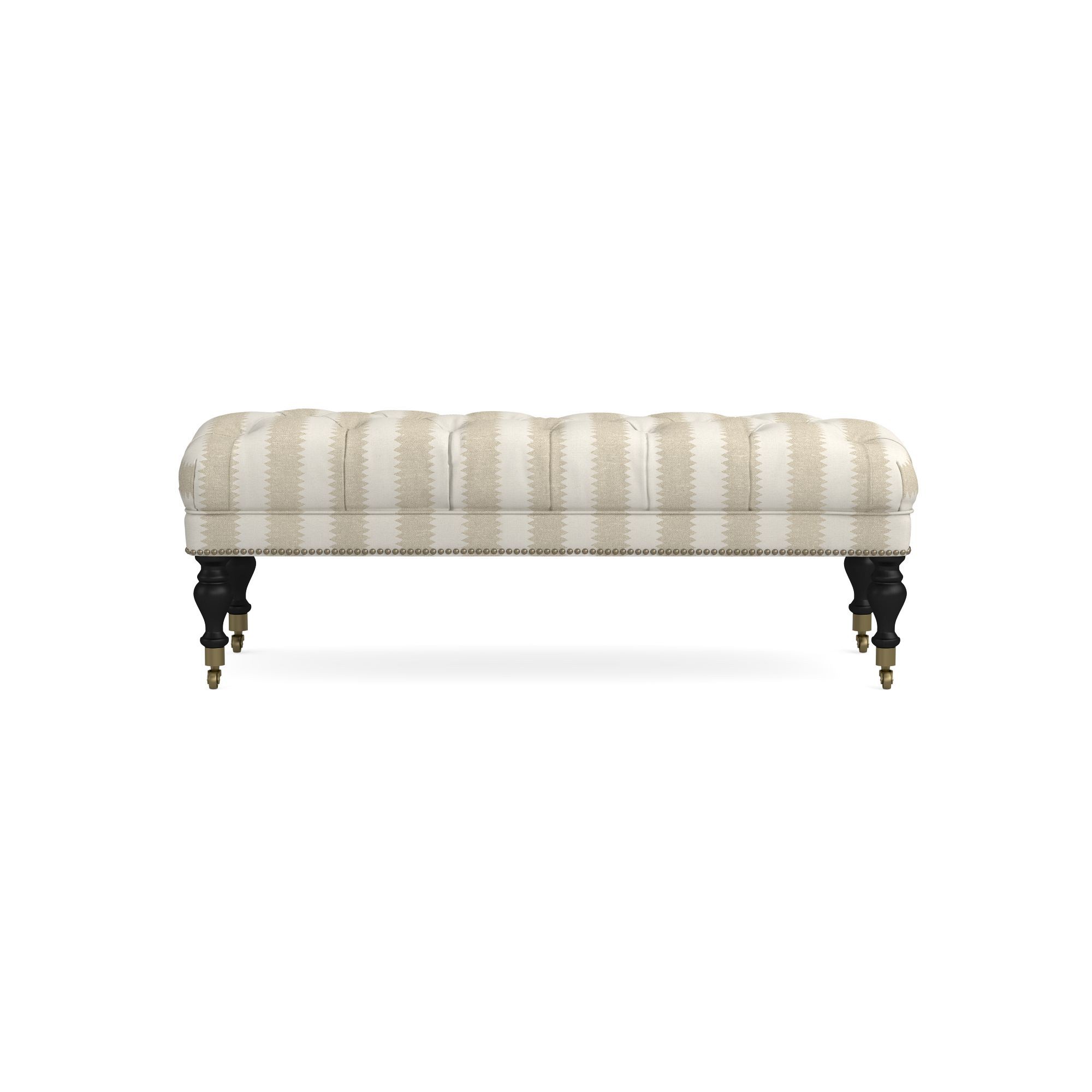 Sanderson x Giles Deacon Fairfax Bench Ottoman, Turned Leg with Tufted Top (26