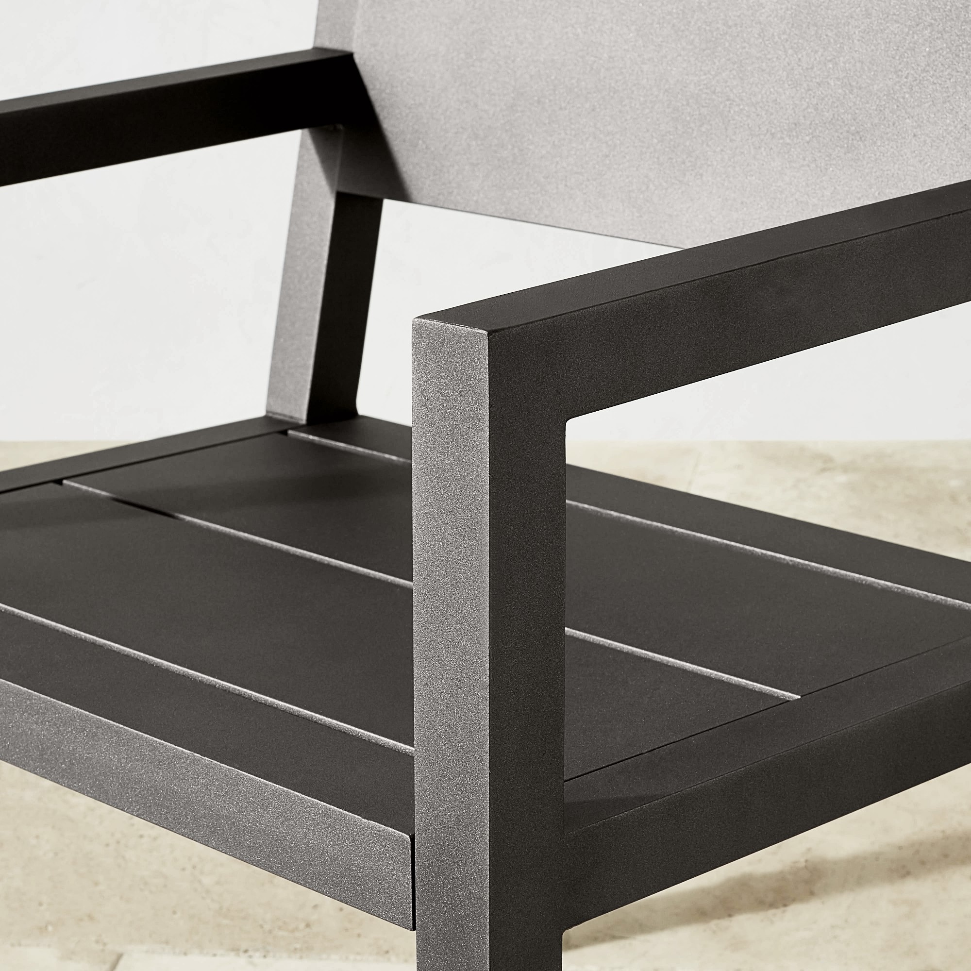 Larnaca Outdoor Slate Grey Metal Dining Armchair