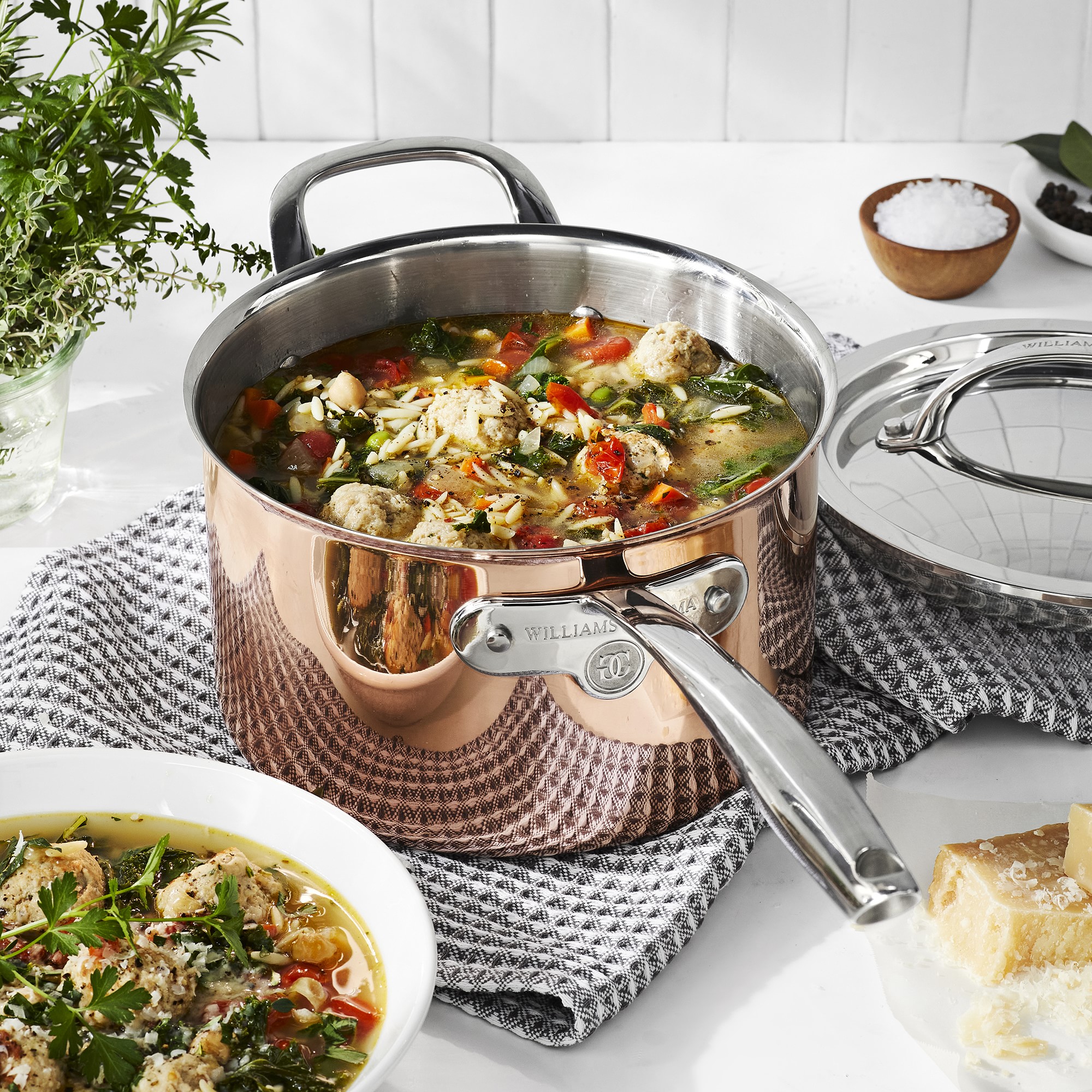 Williams Sonoma Signature Thermo-Clad™ Copper Saucepan with Lid