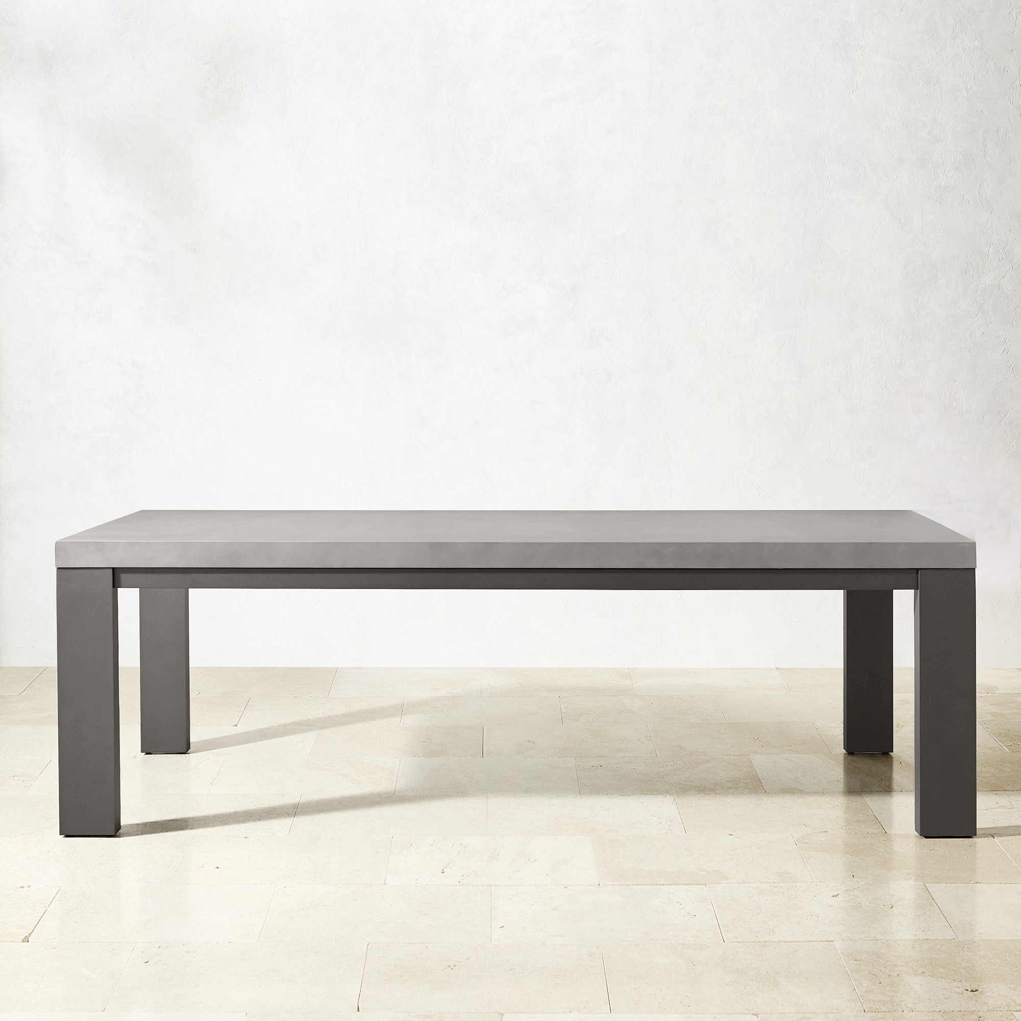 Larnaca Outdoor Slate Grey Metal Fiberstone Dining Table (96