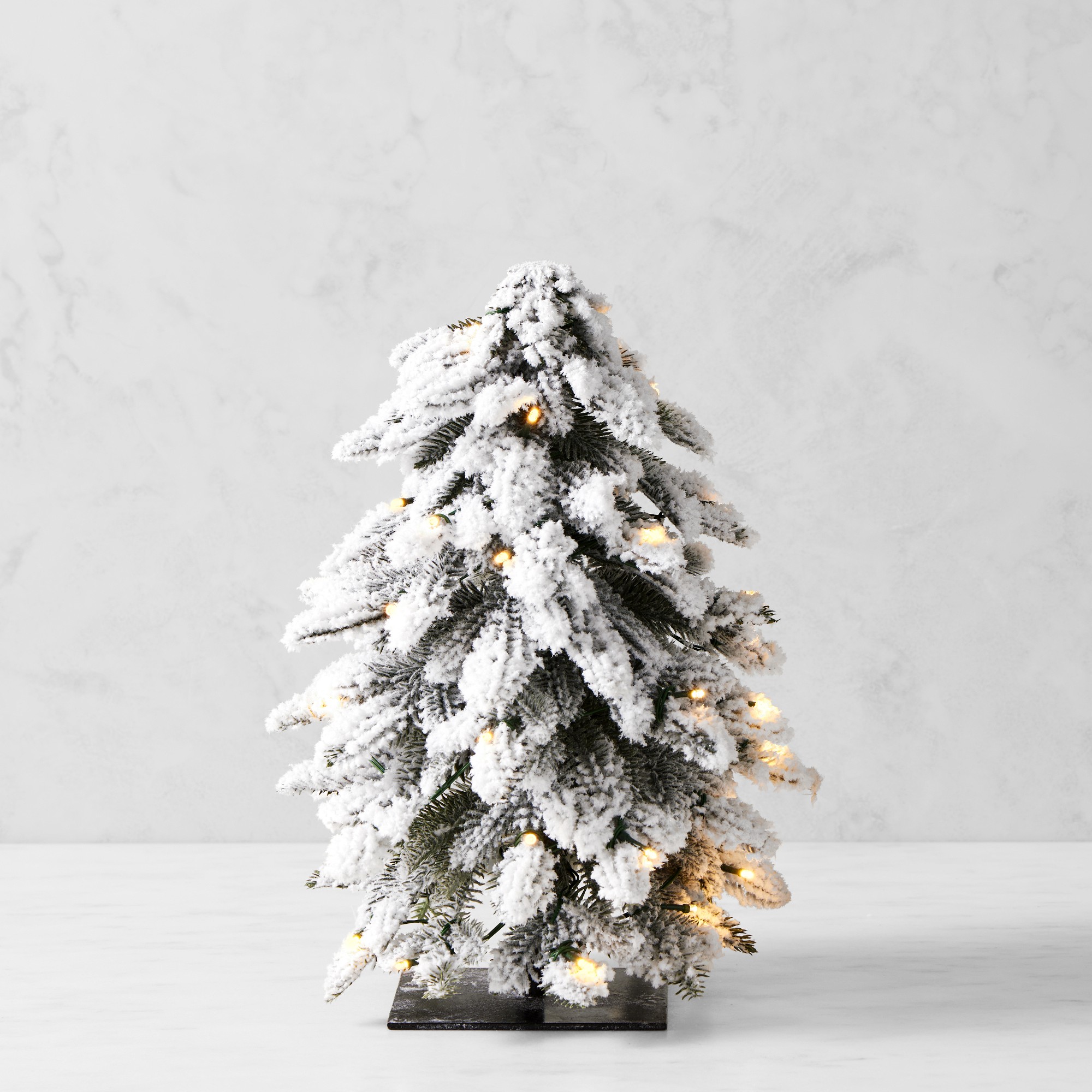 Jeff Leatham x Williams Sonoma Winter White Faux Tabletop Tree with Twinkle Lights
