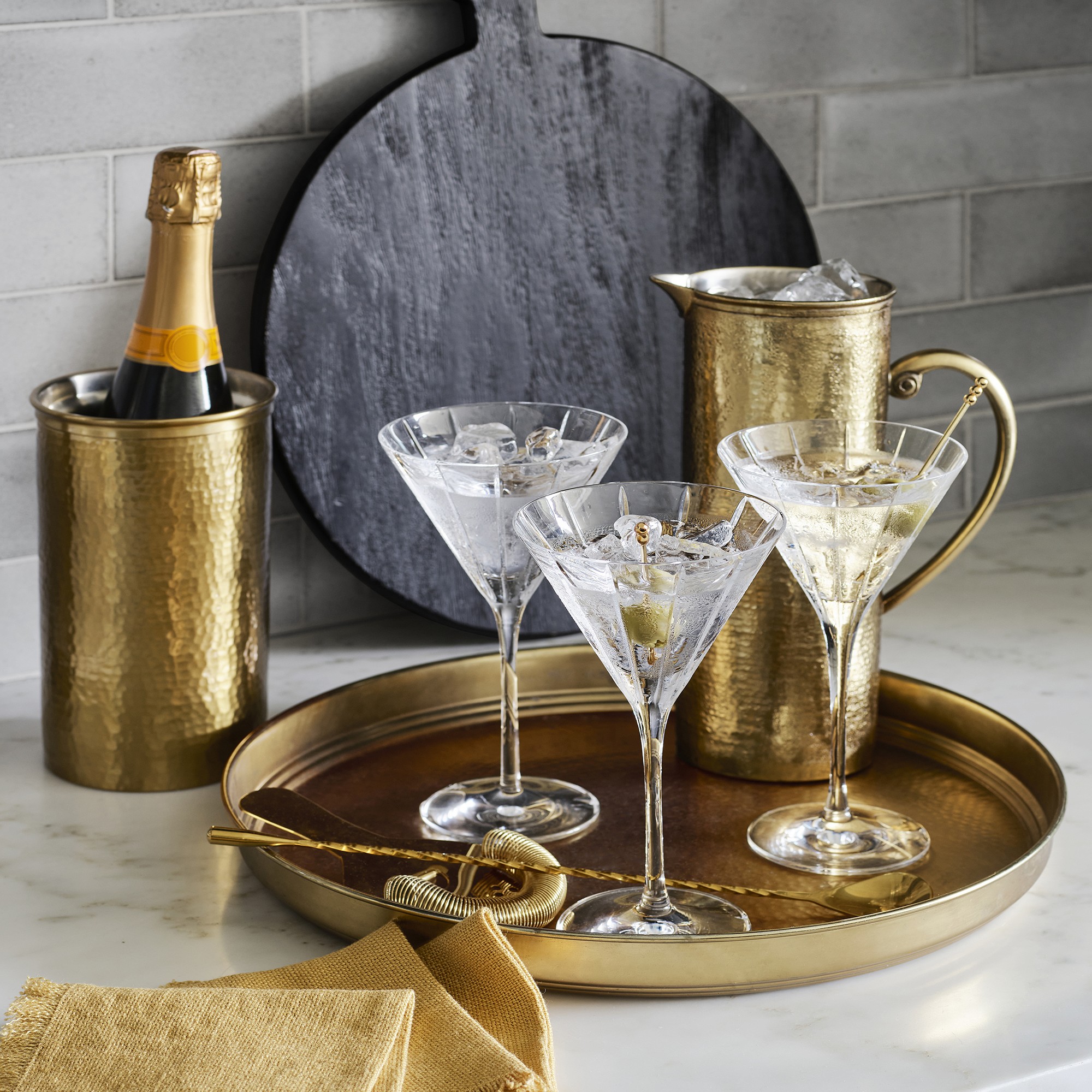 Antique Brass Hammered Wine Chiller