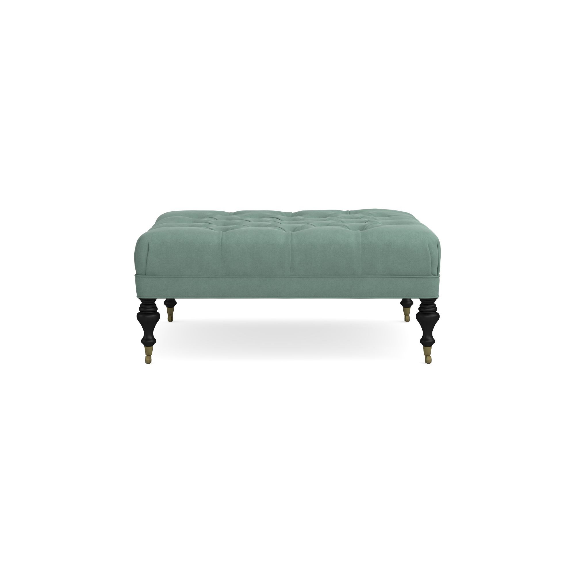 Fairfax Square Ottoman, Turned Leg with Tufted Top (26