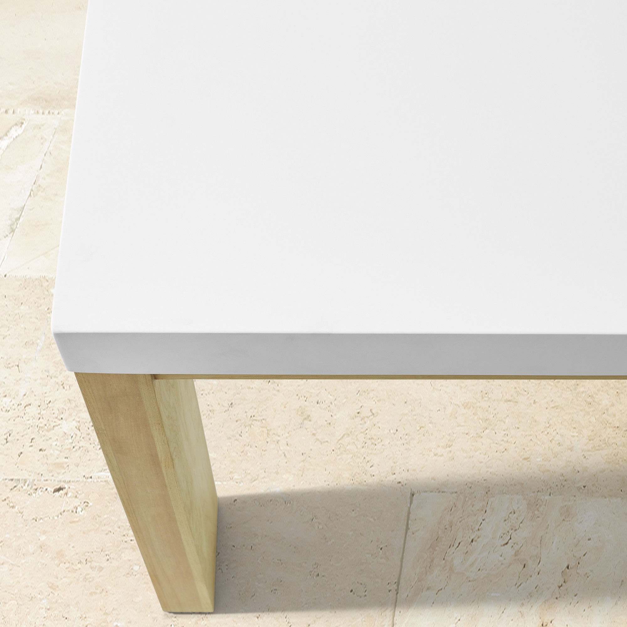 Larnaca Outdoor Teak Fiberstone Dining Table (96