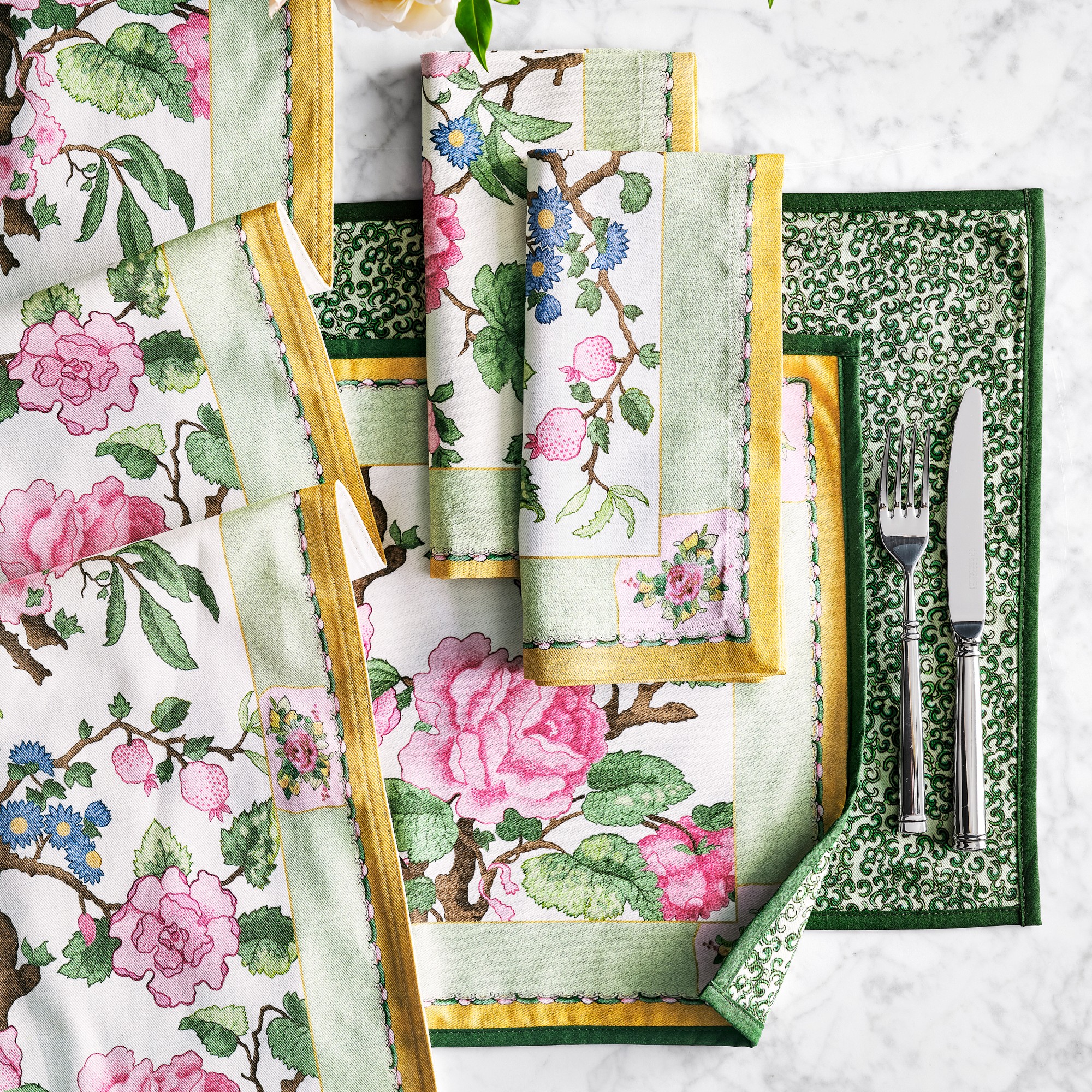 Canton Rose Floral Napkins, Set of 4