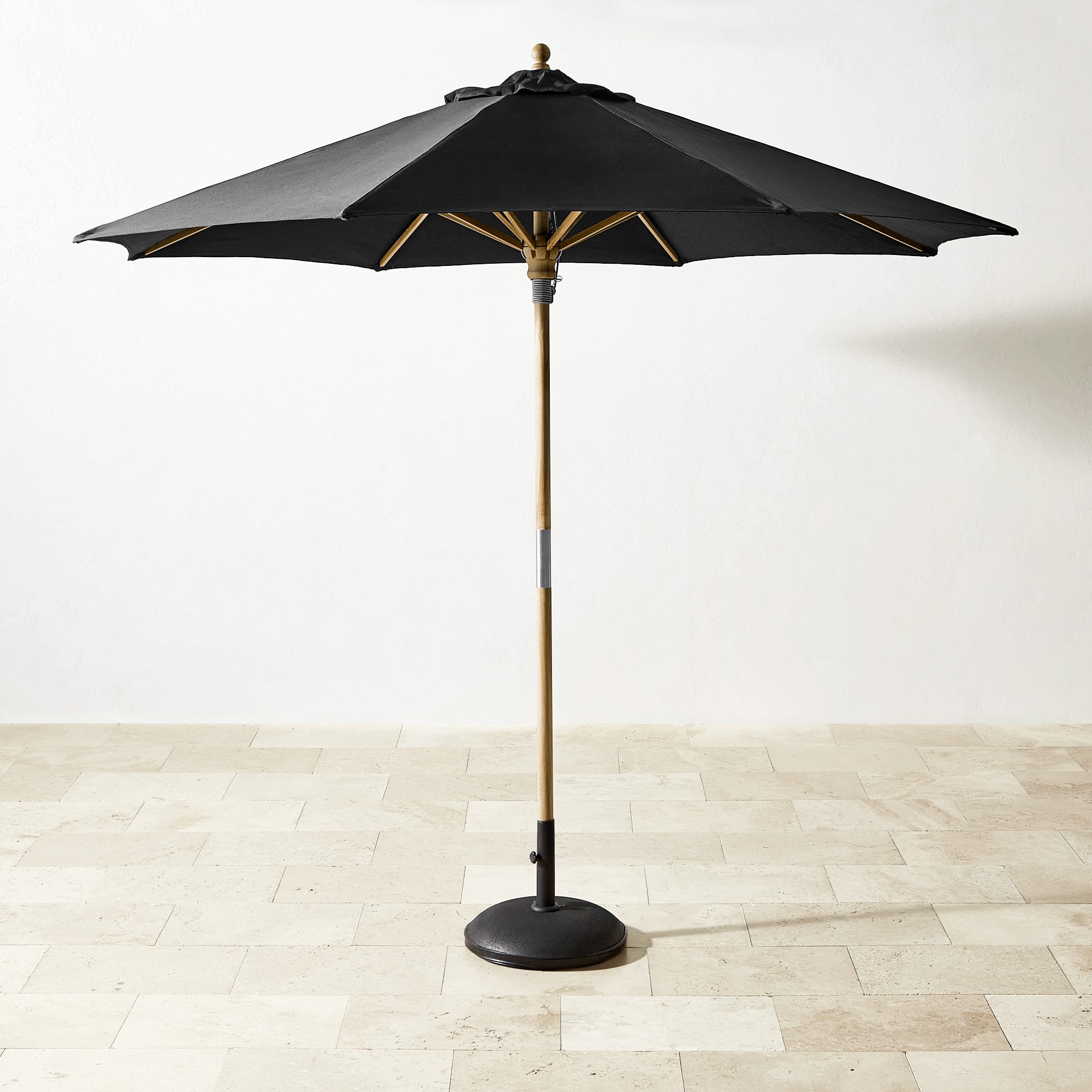 10' Round Outdoor Larnaca Teak Umbrella