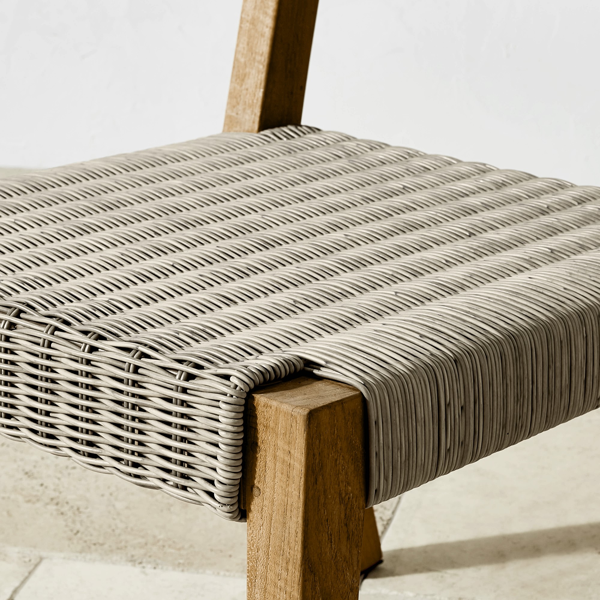 Larnaca Outdoor Natural Teak x All-Weather Weave Dining Side Chair