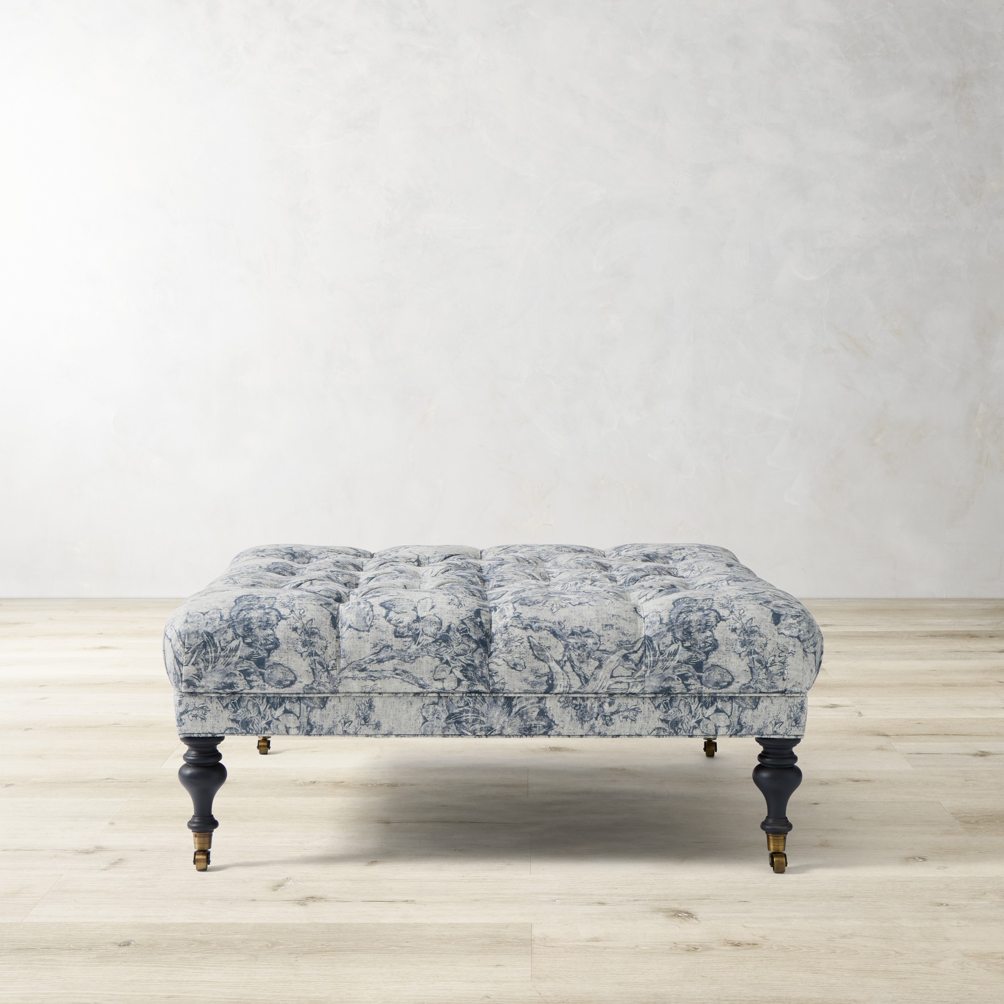 Sanderson x Giles Deacon Fairfax Bench Ottoman, Turned Leg with Tufted Top (26