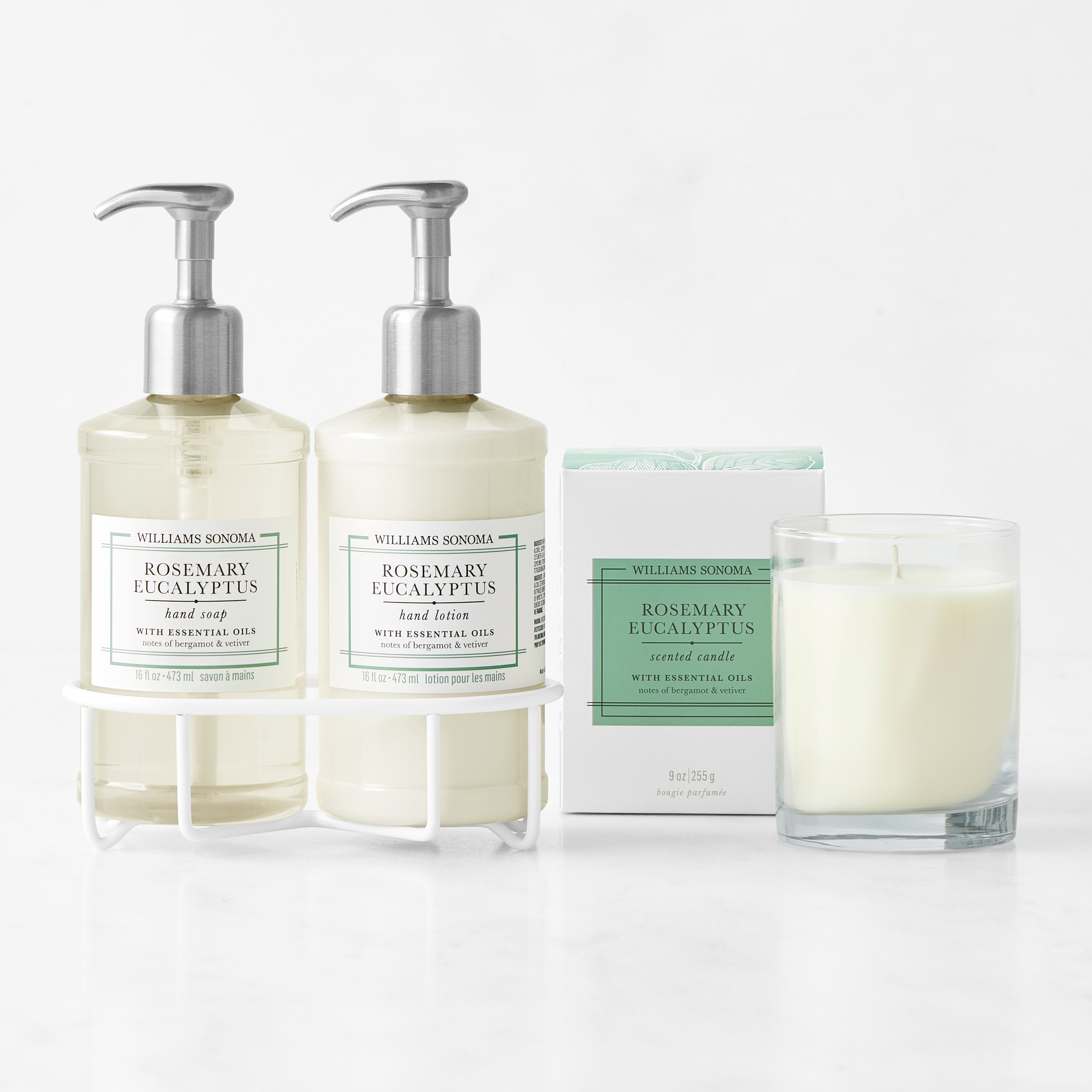 Williams Sonoma Rosemary Eucalyptus Hand Soap & Lotion 4-Piece Set