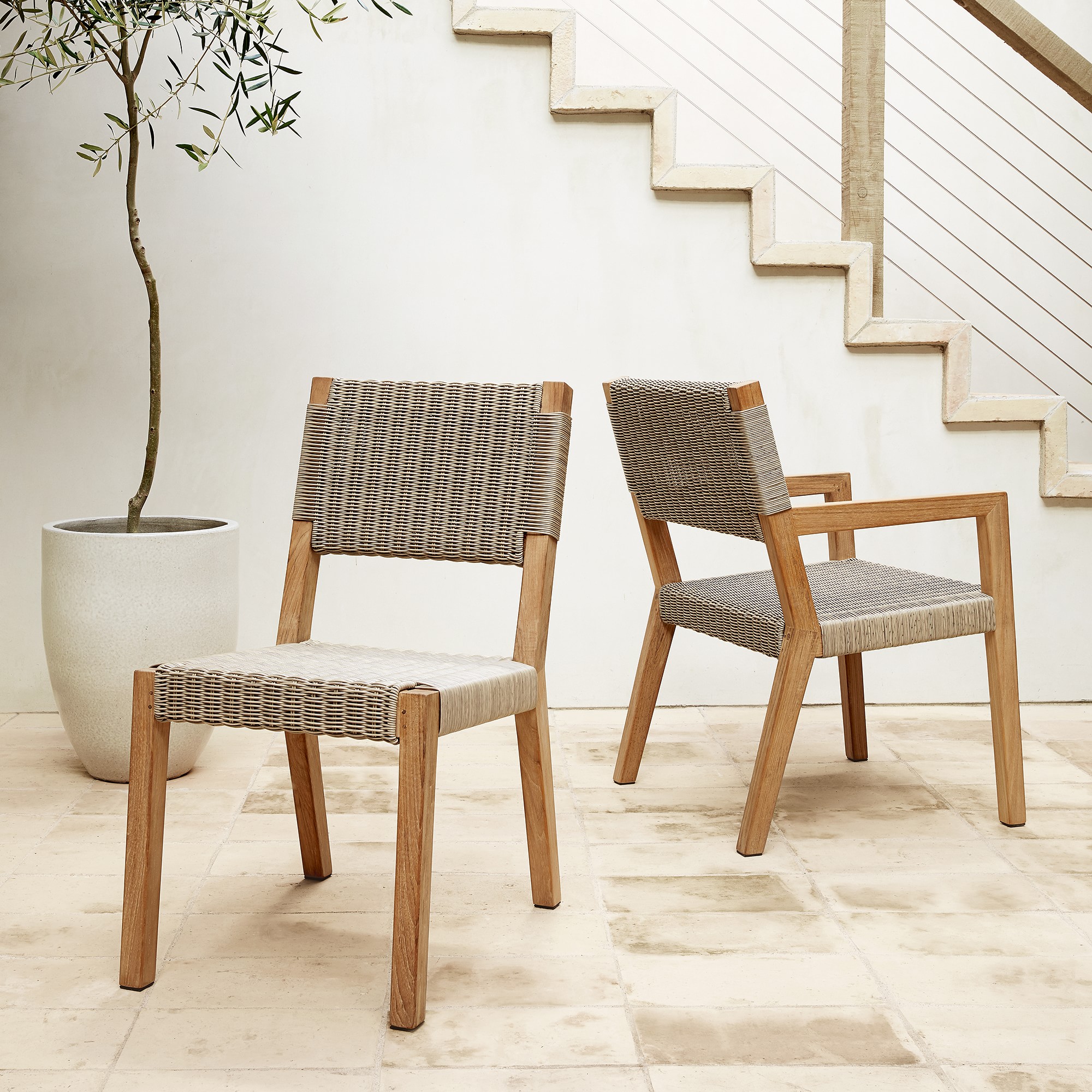 Larnaca Outdoor Natural Teak x All-Weather Weave Dining Armchair