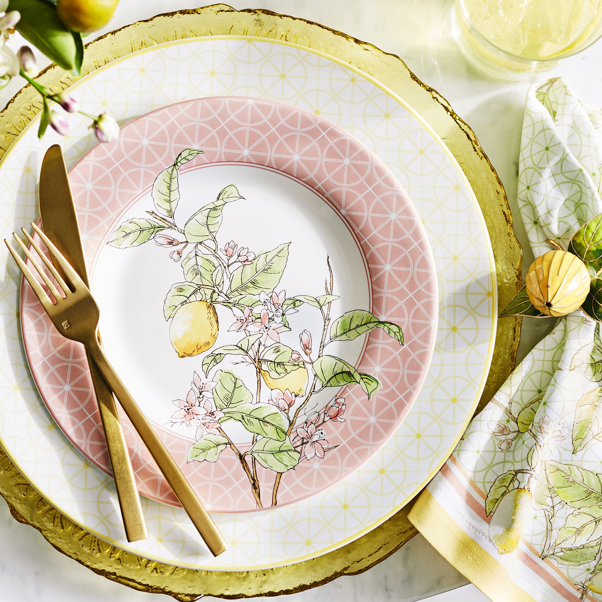 Lemon Cloisonné Napkin Rings, Set of 4