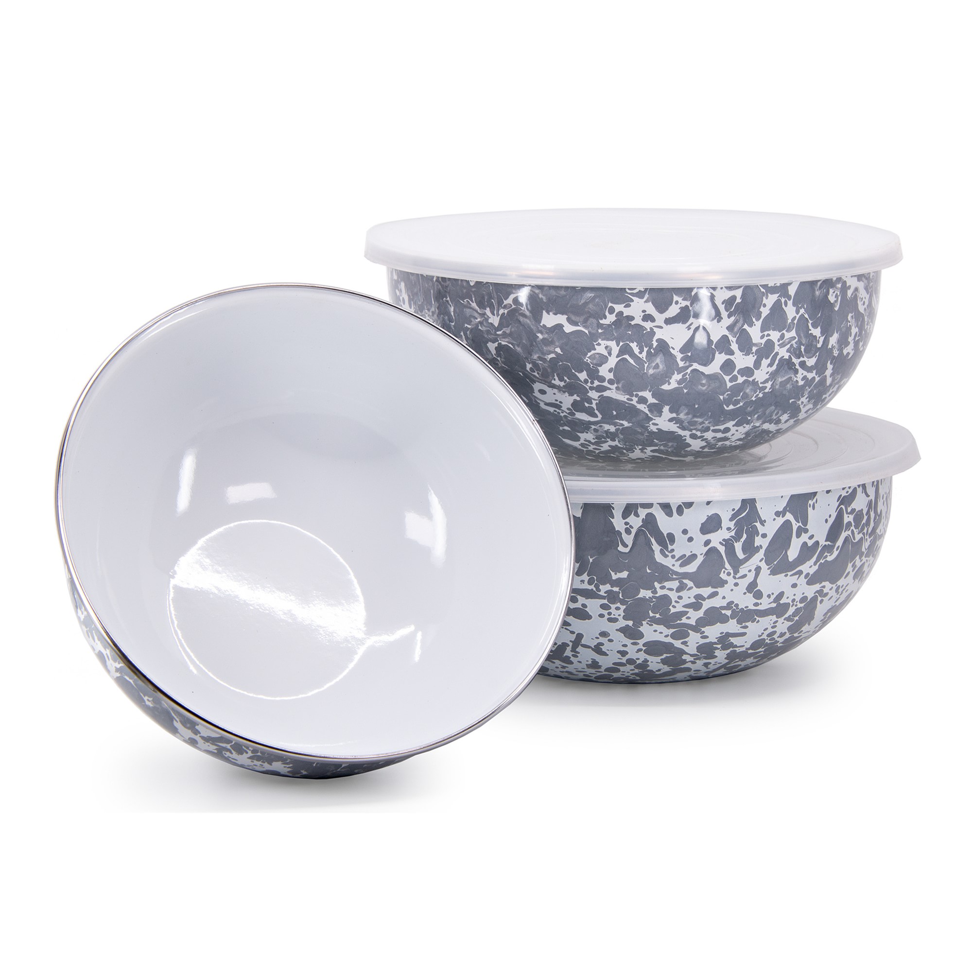 Golden Rabbit Enamel Mixing Bowls, Set of 3