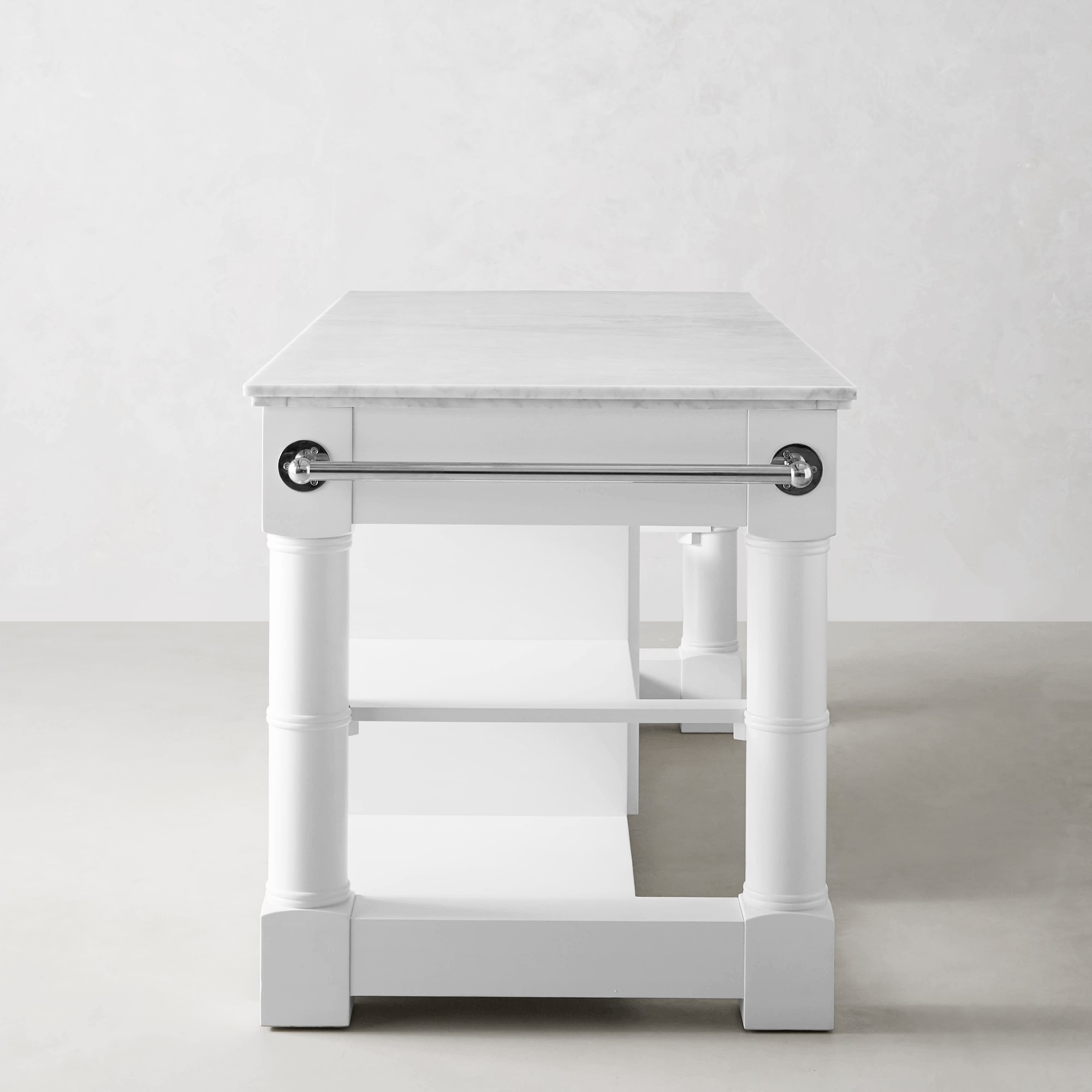 Barrelson Kitchen Island with Marble Top, Polished Nickel (84