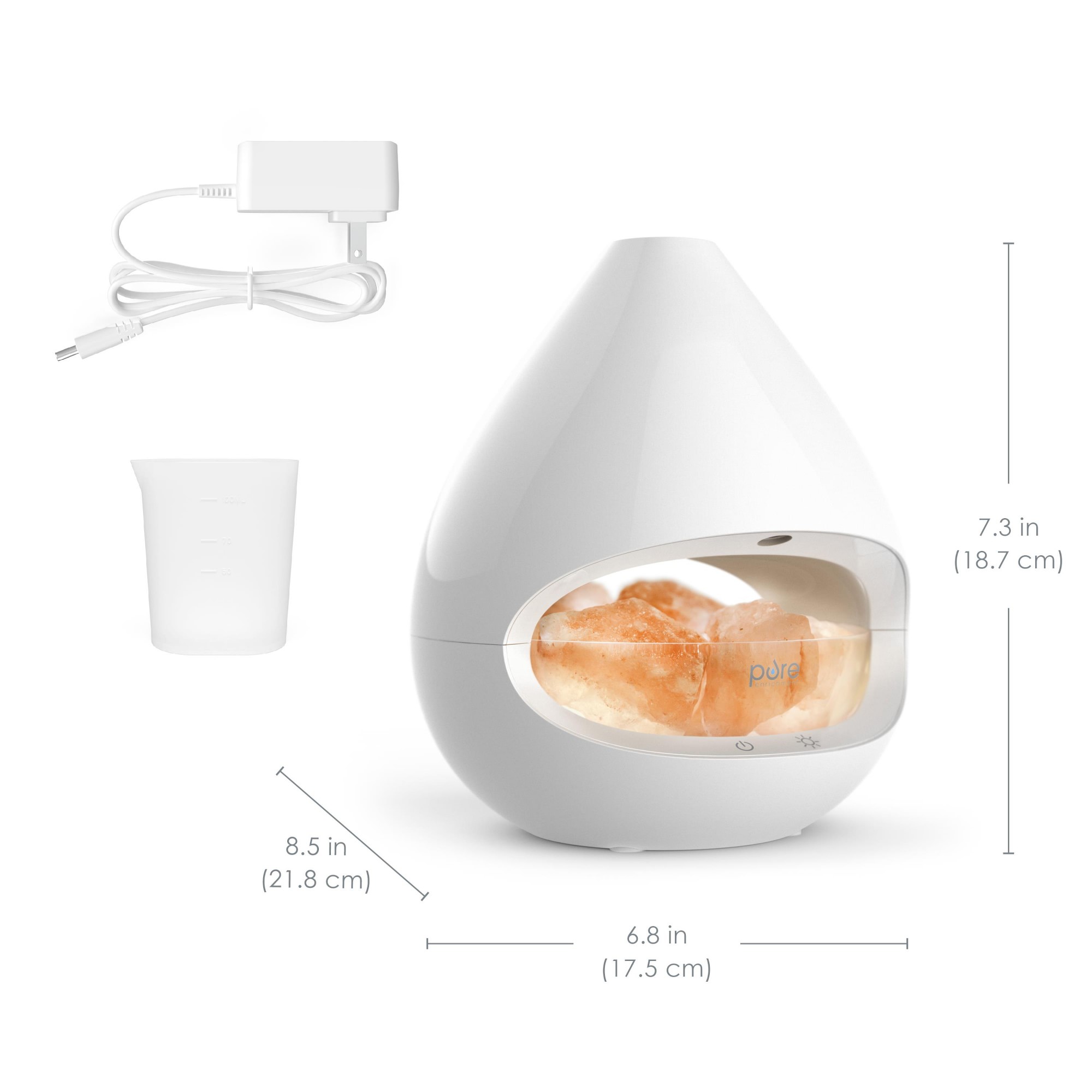 Pure Enrichment PureGlow Crystal Himalayan Salt Rock Lamp & Ultrasonic Oil Diffuser