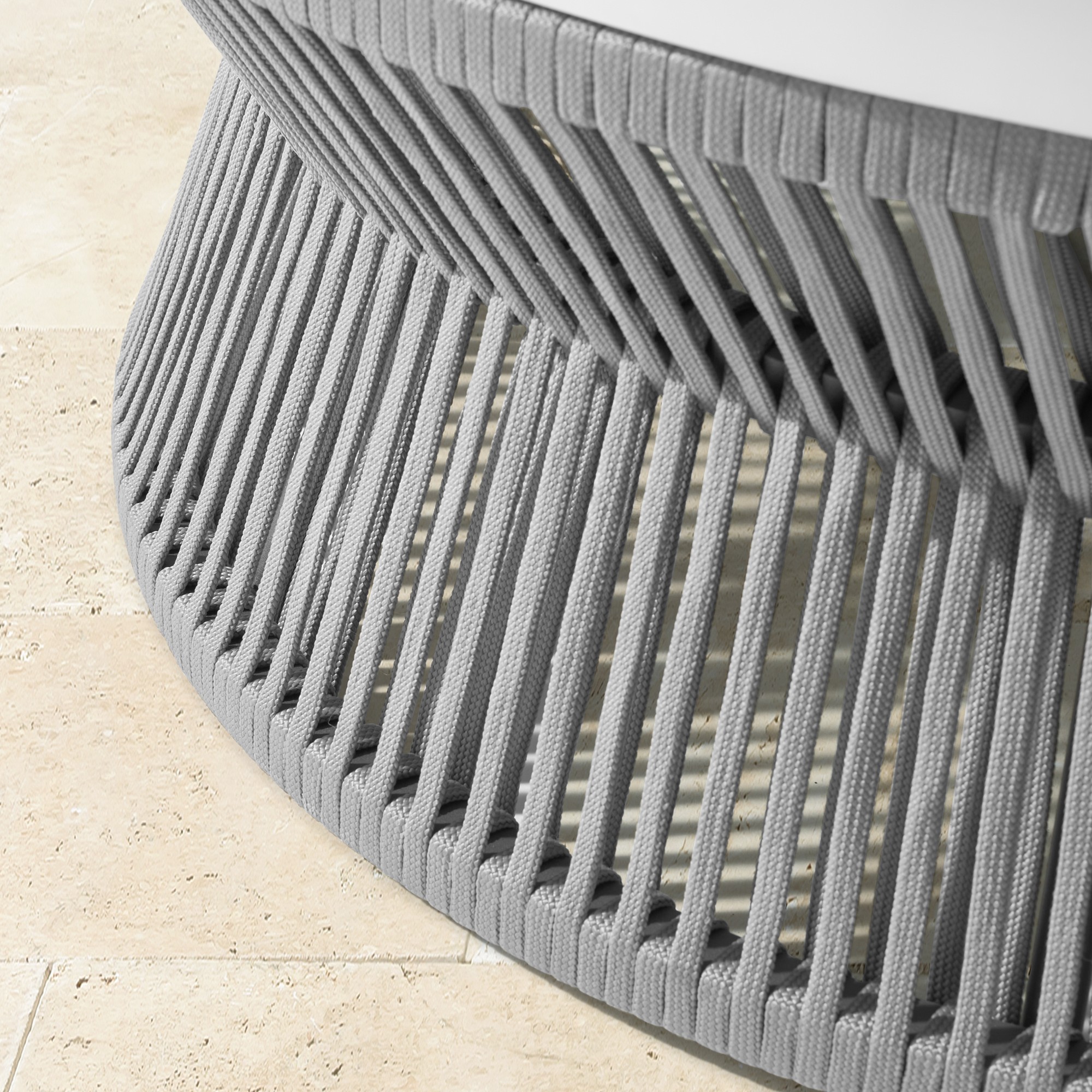 Pasadena Outdoor Fiberstone and Rope Round Coffee Table (44