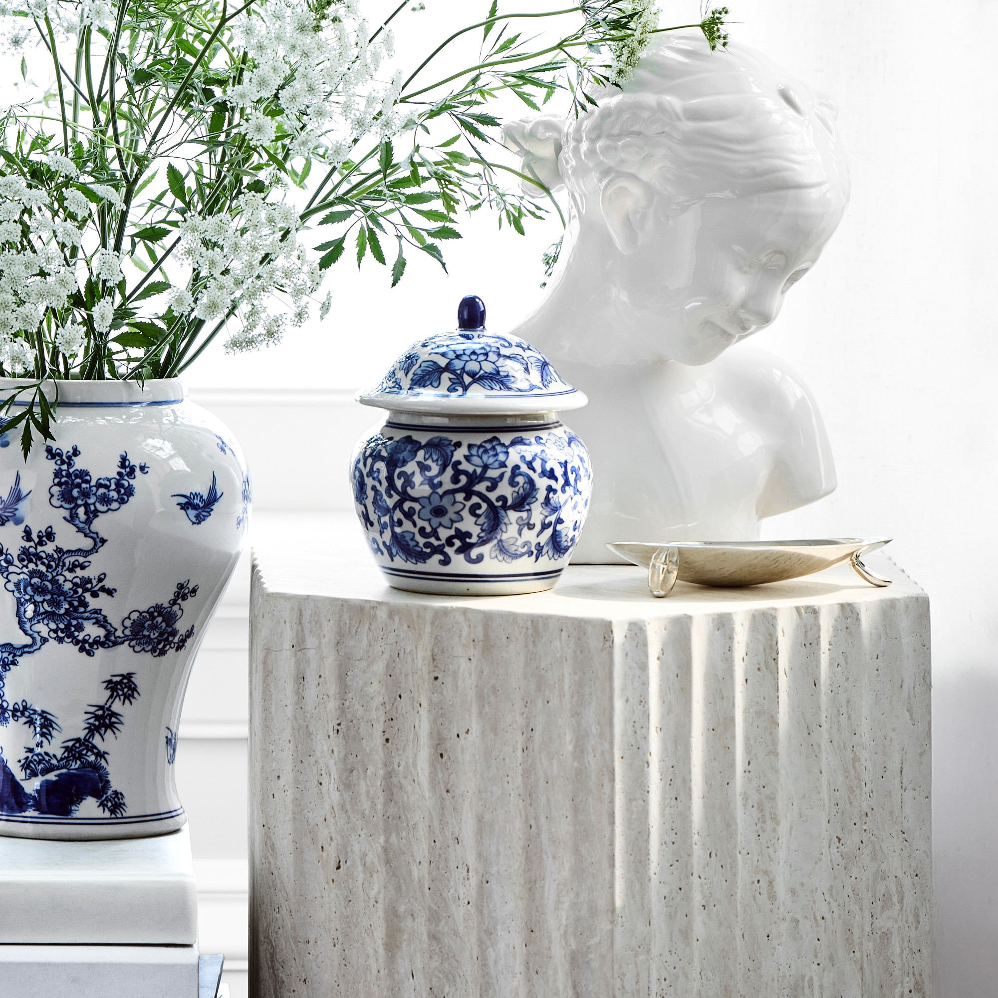 Marina Travertine Fluted Side Table (16