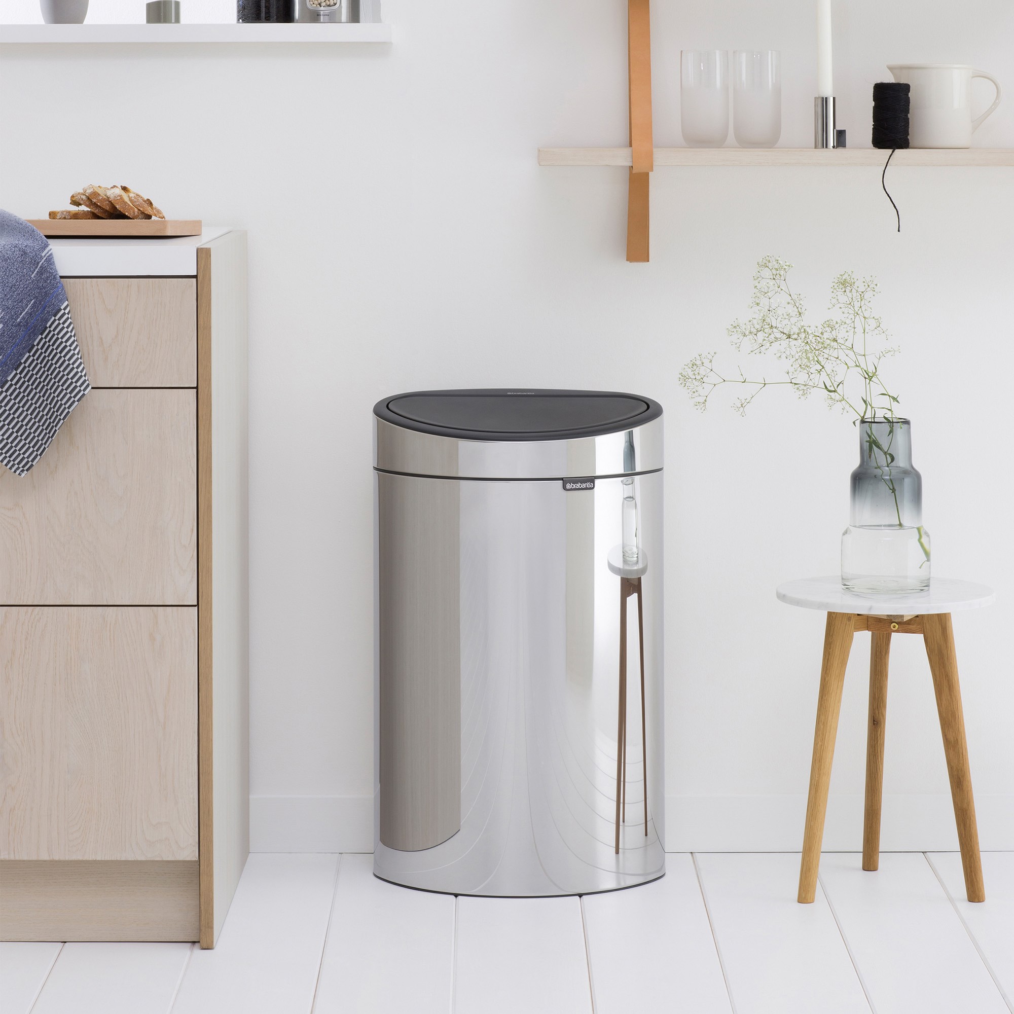 Brabantia Touch Top Trash Can, 10.6 Gallon