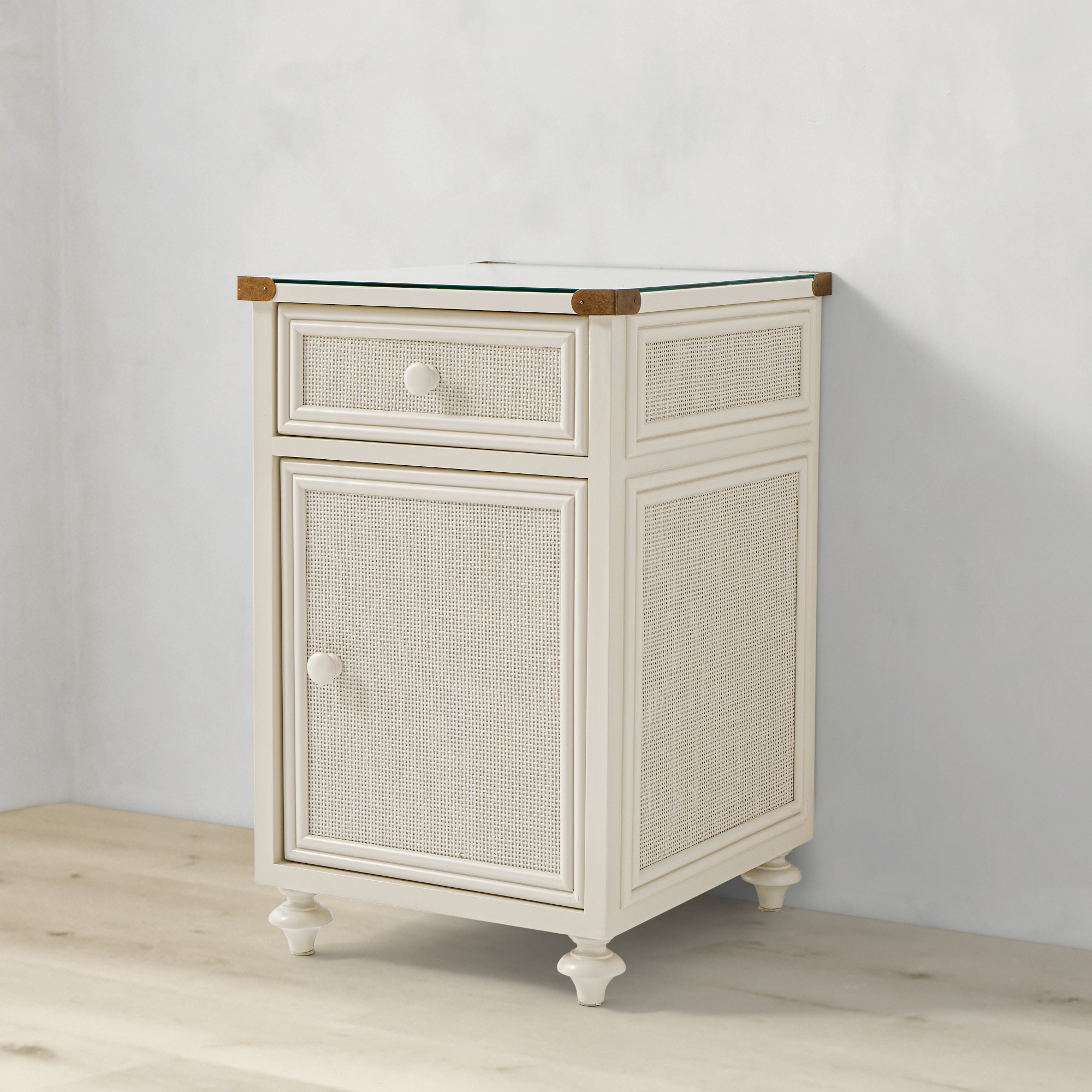 Sylvie Cane 1-Drawer Cabinet Nightstand (18”)